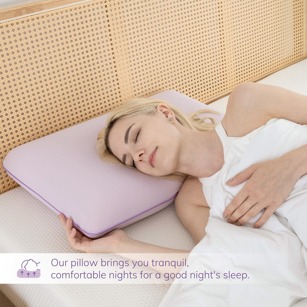 Hotel Collection Memory Foam Pillow, Cooling Gel Bed Pillow, Queen, Purple - Ergonomic Memory Foam Pillow for Neck Pain Support Detail