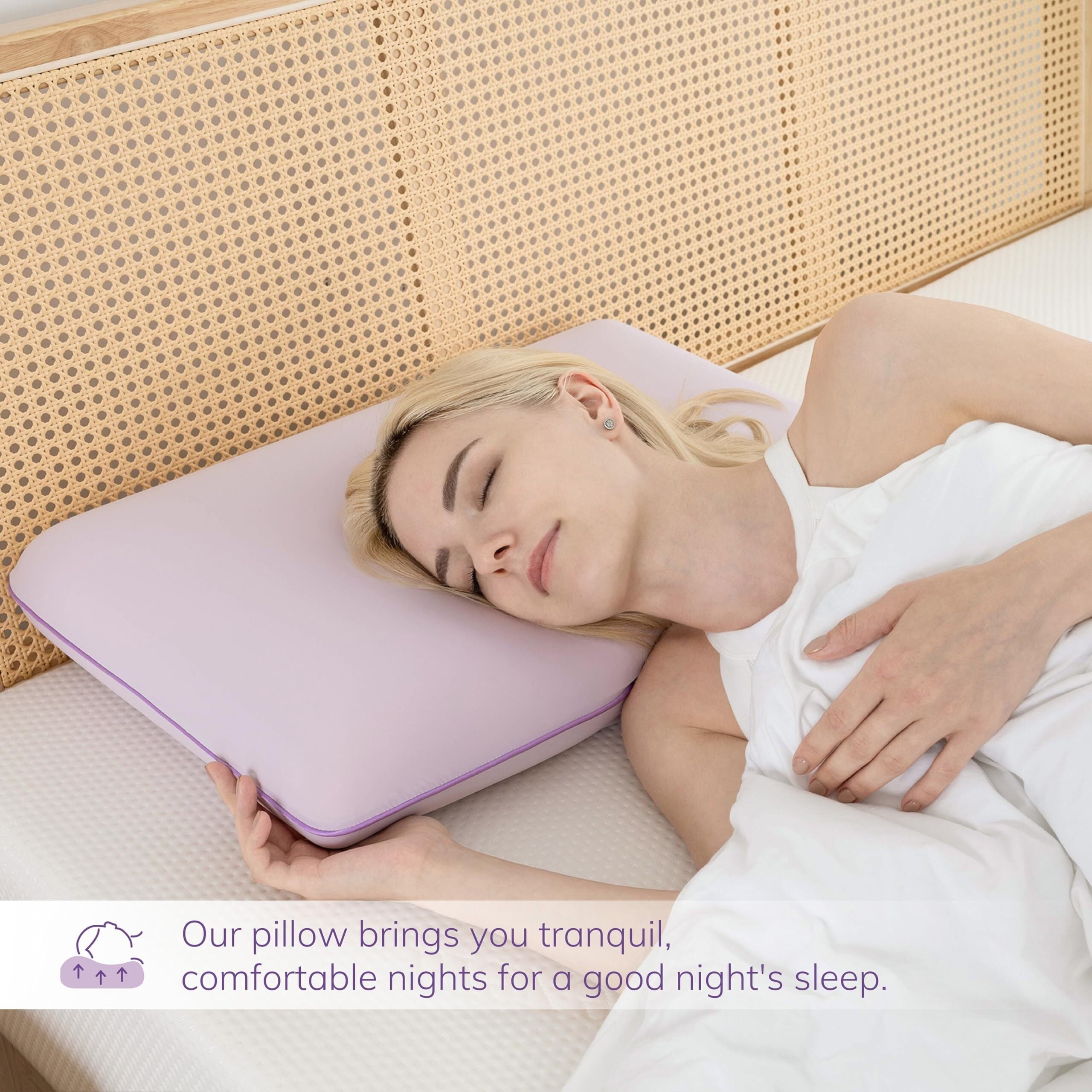 Hotel Collection Memory Foam Pillow, Cooling Gel Bed Pillow, Queen, Purple - Ergonomic Memory Foam Pillow for Neck Pain Support Detail