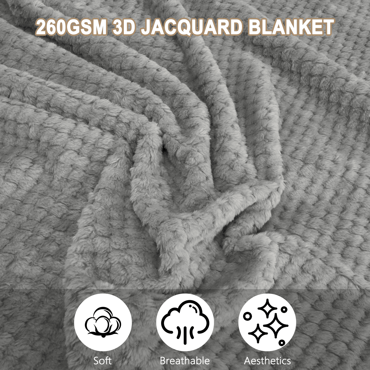 Reversible Sherpa Soft Jacquard for Couch, Waffle Weave Fuzzy s for Home Decor, Lightweight and Warm Bed s for Bed Sofa Office Travel - Lightweight Plush Warm Blanket for All Seasons Detail