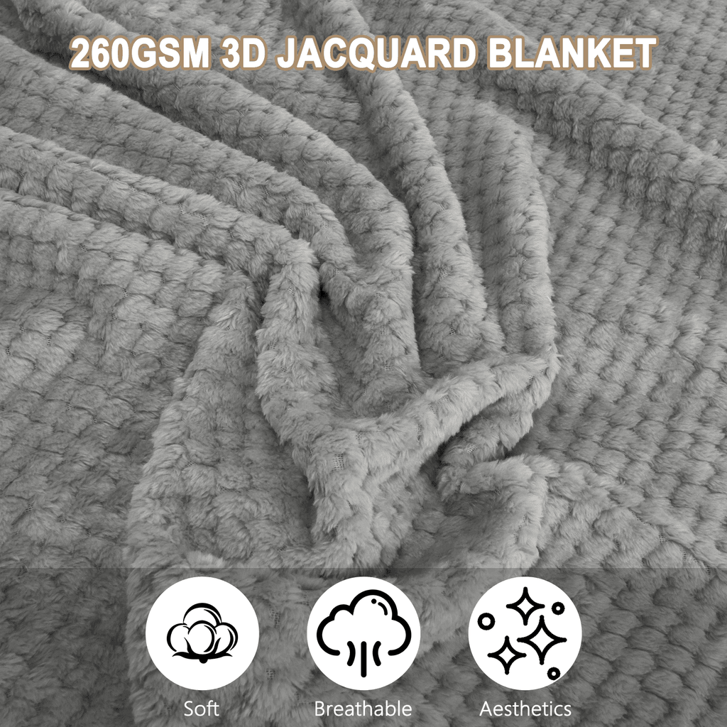 Super Soft Flannel Throw Blanket, Decorative Throws with Waffle Wave Design, Super Soft Plush Fuzzy Blankets , Luxury Lightweight and Br... - Lightweight Plush Warm Blanket for All Seasons Detail