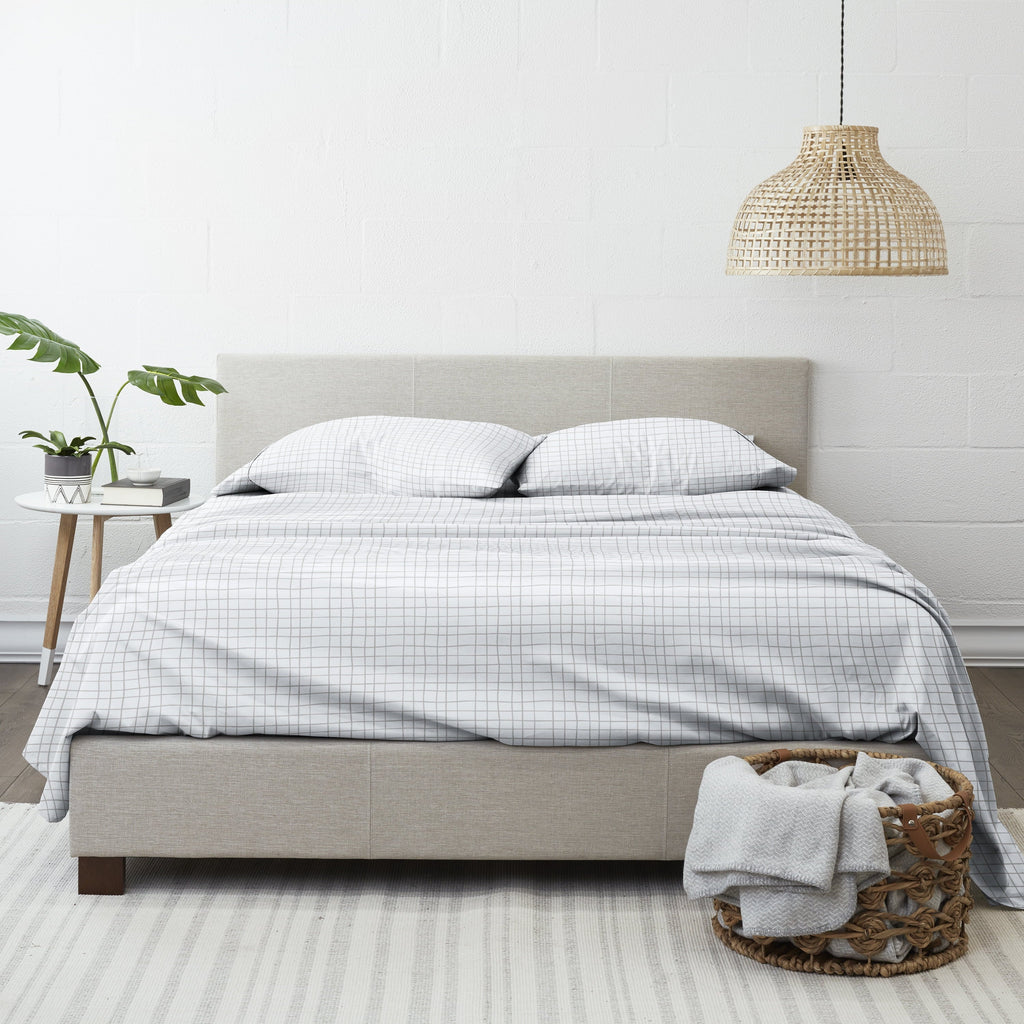 Wrinkle-Resistant 4 Piece Pattern Microfiber Bed Sheets Set, Light Gray Crossroad, Twin - Cooling Hotel Quality Bedding Sheets and Pillowcases Detail