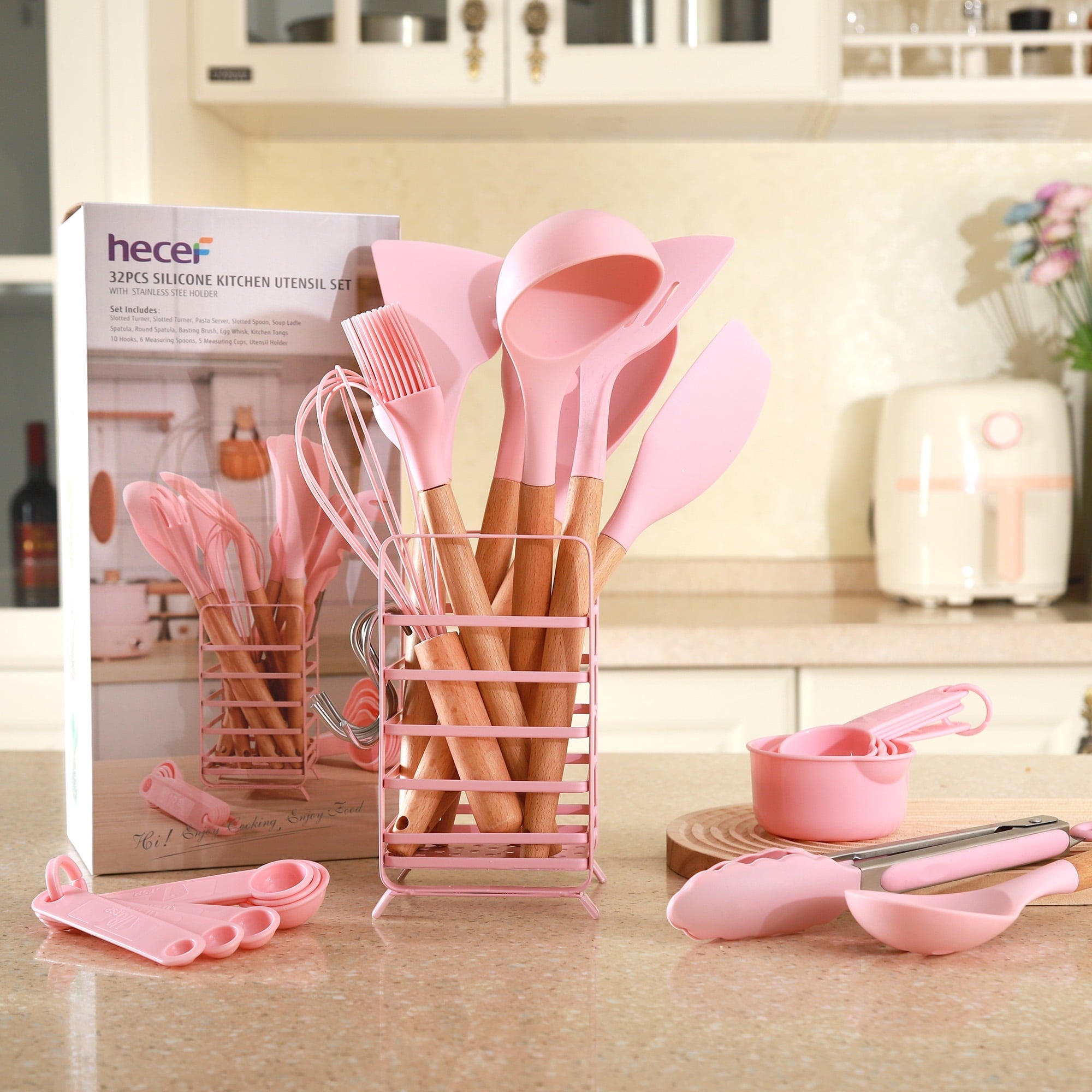 Heavy Duty 32 PCS Silicone Cooking Utensils Set, 446°F Heat Resistant for Nonstick Cookware - Professional Kitchen Tool for Culinary Enthusiasts Detail