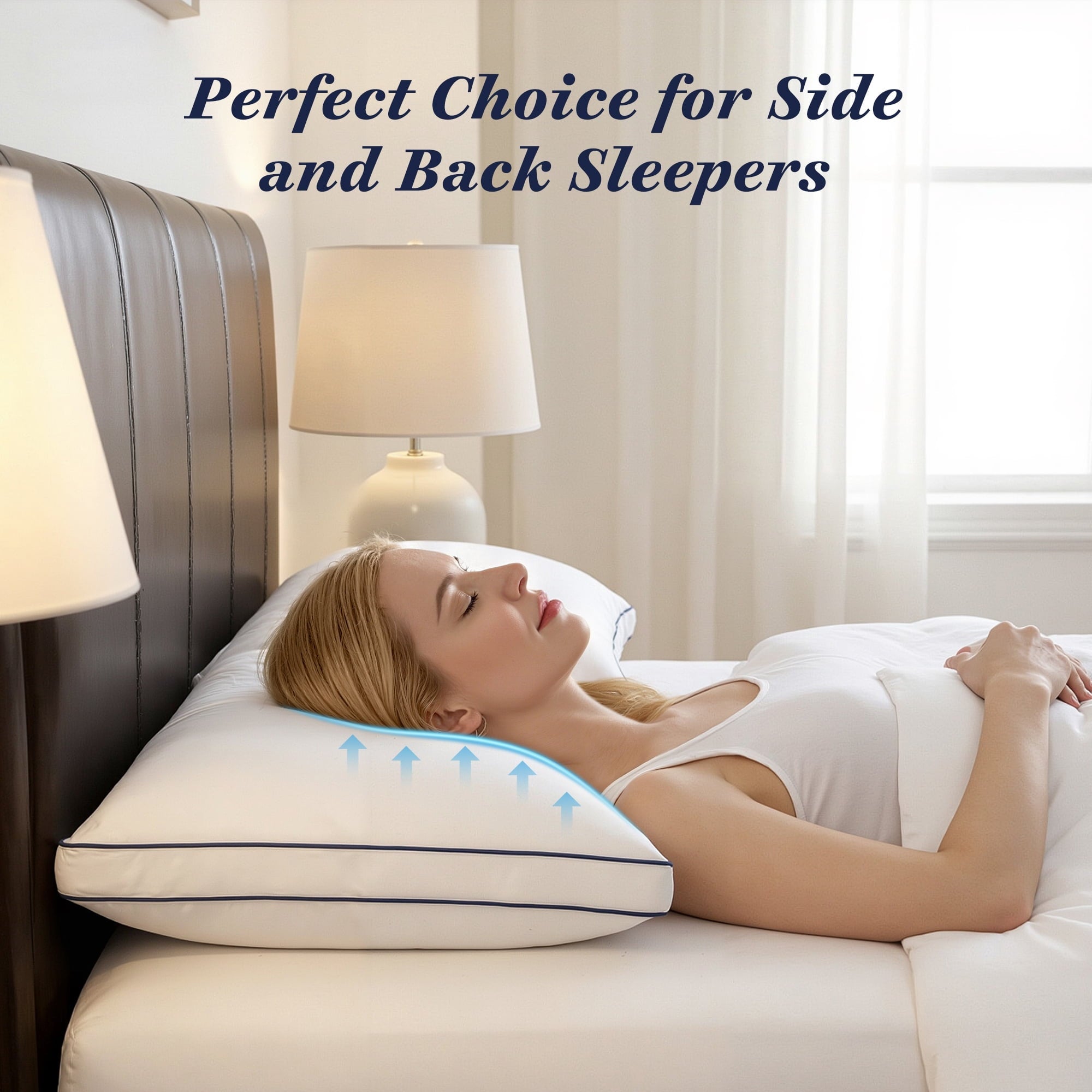 Fluffy Shredded for Queen Size 2 Pack, Duck Feather and Shredded Memory Foam Soft Luxury Hotel Collection - Ergonomic Memory Foam Pillow for Neck Pain Support Detail