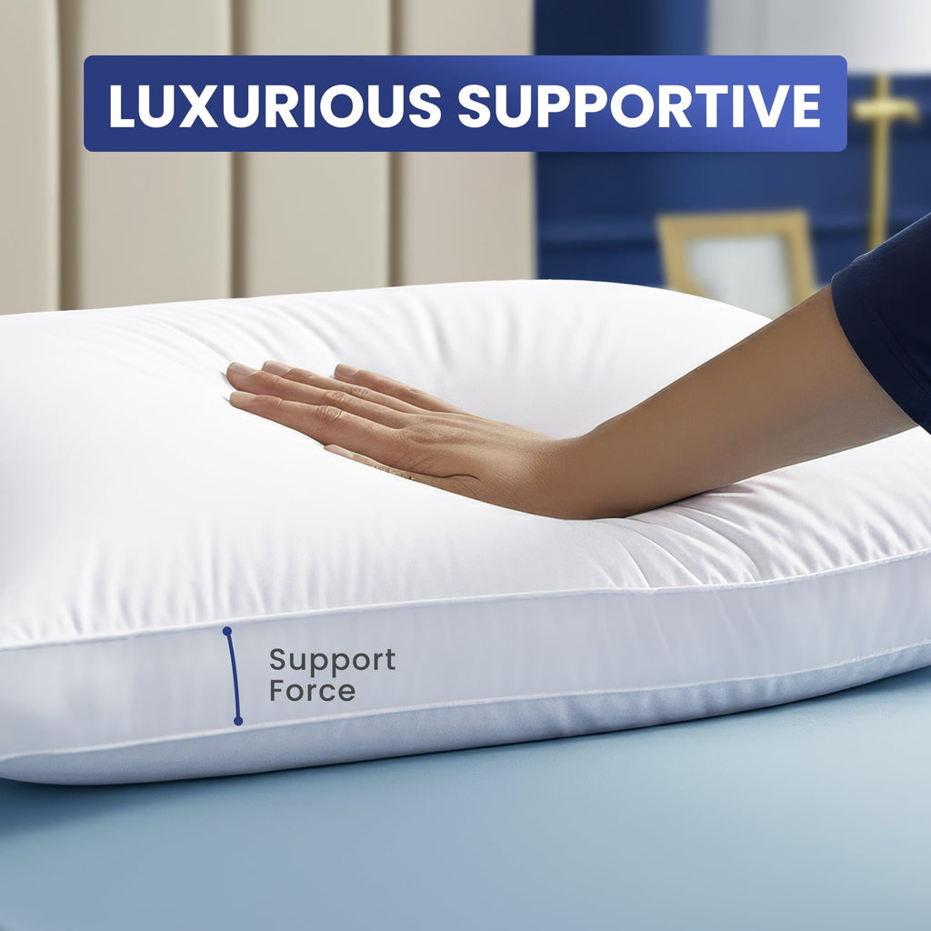 Hotel Collection Queen Bed Pillow, 26"L x 18" W, Set of 2, Soft and High-Quality, Gusseted Pillow for All Sleep Positions (White) - Decorative Throw Pillow Cushion for Sofa & Bed Detail