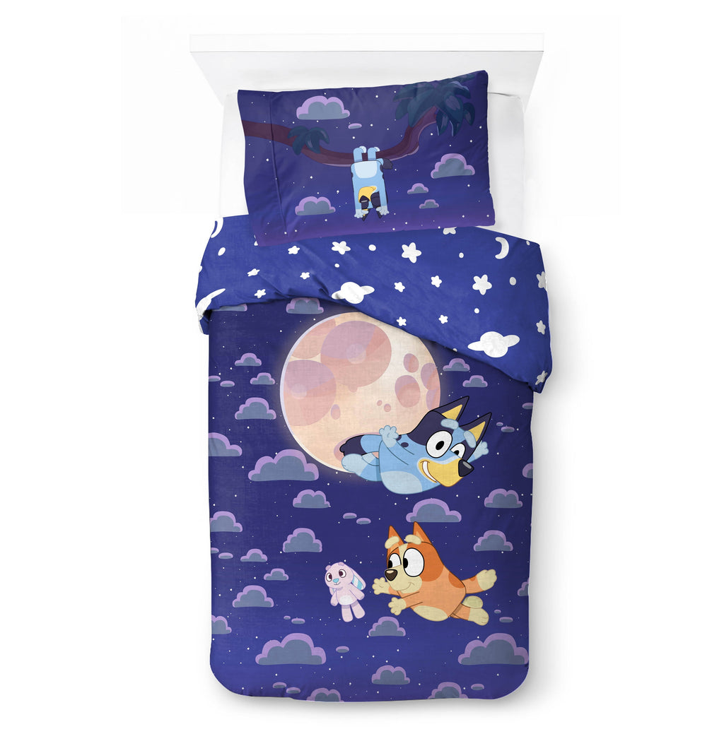 Heavyweight Warmth Dream Kids 2 Piece Blue Reversible Comforter and Pillowcase Bedding Set, Twin/Full - Hypoallergenic Ultra-Fluffy Quilt for Winter Detail