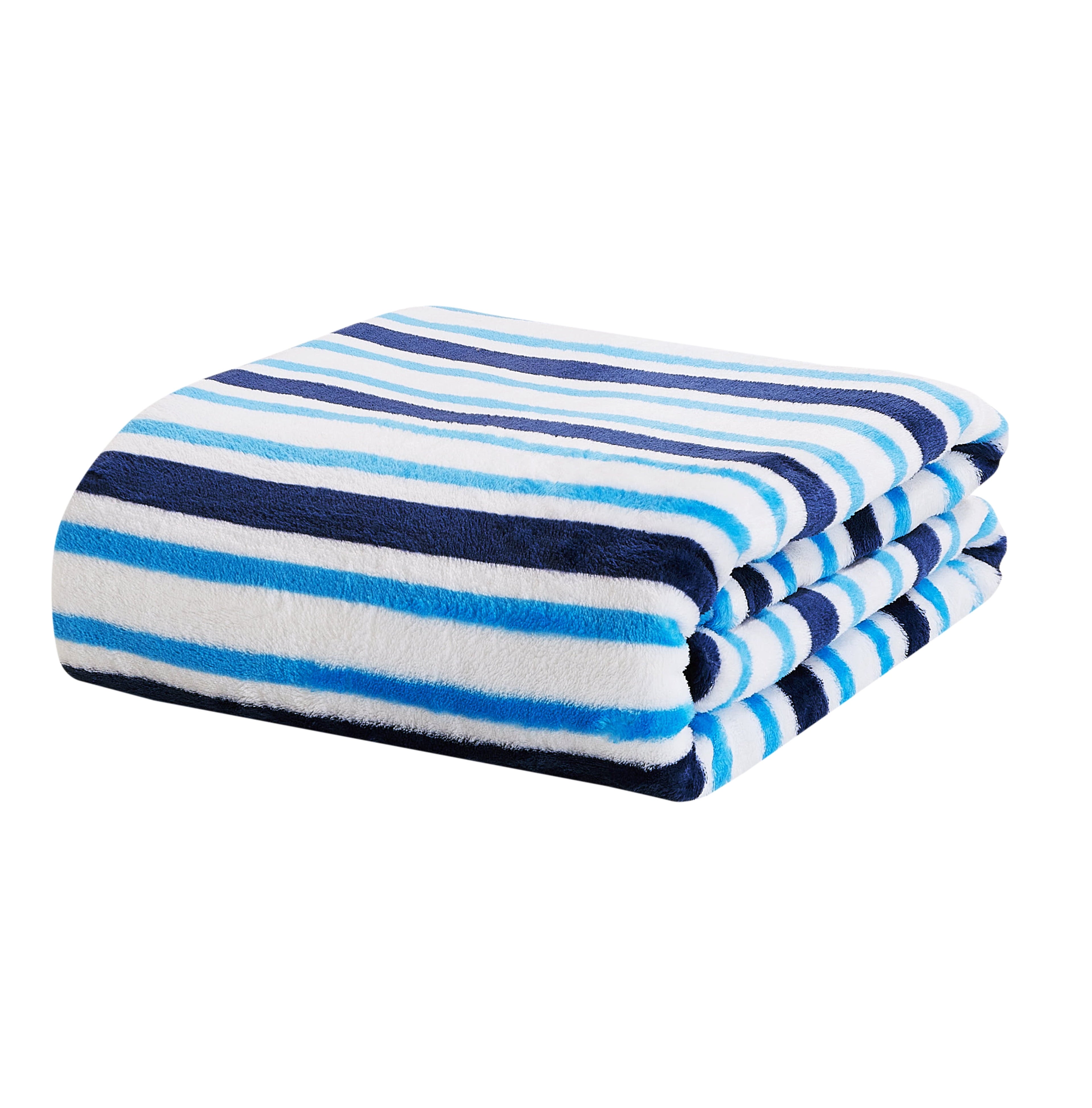 Reversible Sherpa Blue Stripes XL Oversized Throw Blanket, 72 x 50 inches, Great for a Kids Bedroom, Super Soft and Cozy - Cozy Fleece Throw Blanket for Couch & Bed Detail