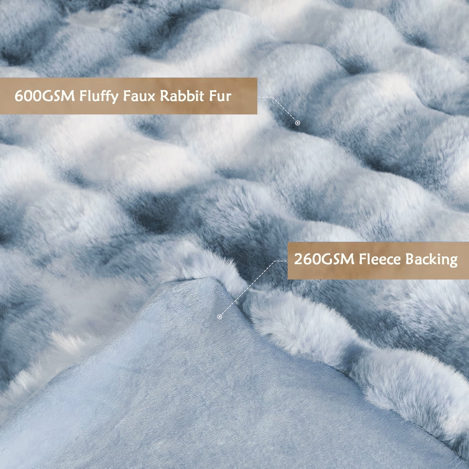 Cozy Fleece Faux Fur Blanket Fluffy Luxury Throw Blanket Plush Fuzzy Blanket for Couch Bed 50×60 Inches Tie-dyed Blue - Cozy Fleece Throw Blanket for Couch & Bed Detail