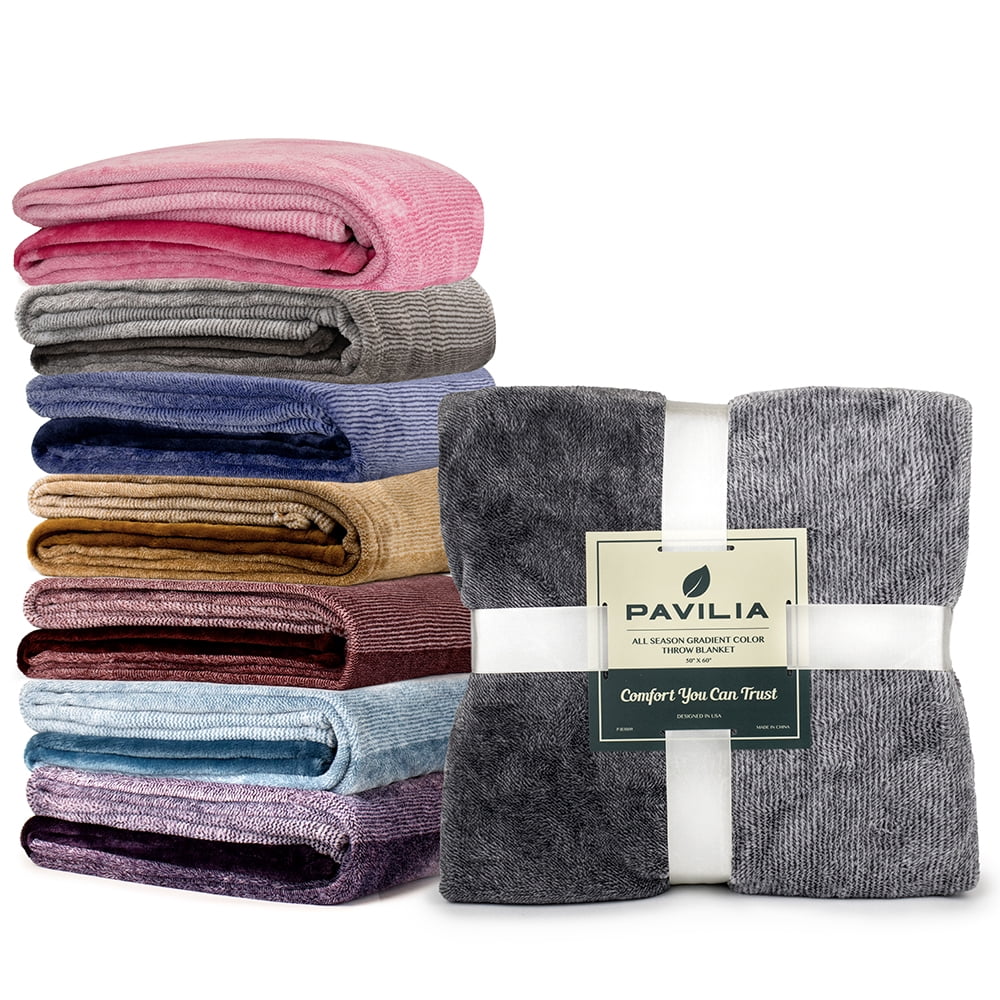 Super Soft Flannel Flannel Fleece Ombre Throw Blanket for Couch | Super Soft Cozy Microfiber Couch Blanket | Gradient Decorative Accent ... - Luxury Knitted Decorative Throw Blanket with Fringes Detail