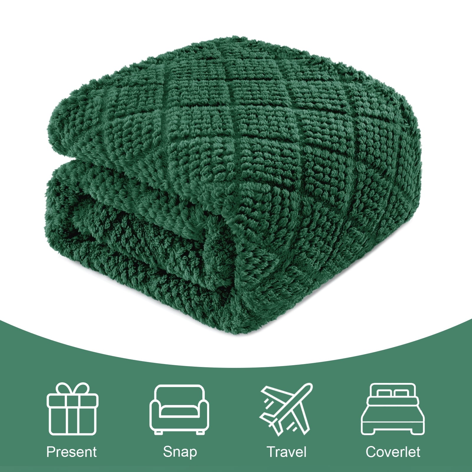 Cozy Fleece Fuzzy Fleece Throw Blanket for Couch, Bed, Soft Fluffy Jacquard Waffle Blankets for All Season, Lightweight and Warm,... - Luxury Knitted Decorative Throw Blanket with Fringes Detail