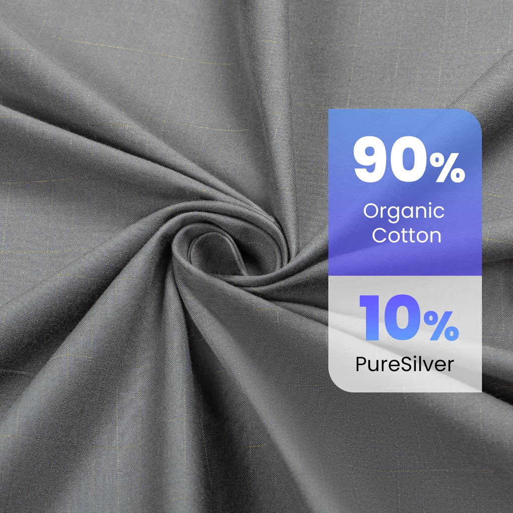 Premium Egyptian Cotton Grounding Sheets Queen Size 90% Organic Cotton + 10% Pure Silver Fitted Bed Sheet Gray Fiber Grounding Sheet Earth Ce... - Premium Ultra-Soft Pillowcase Pair for Sleeping Detail