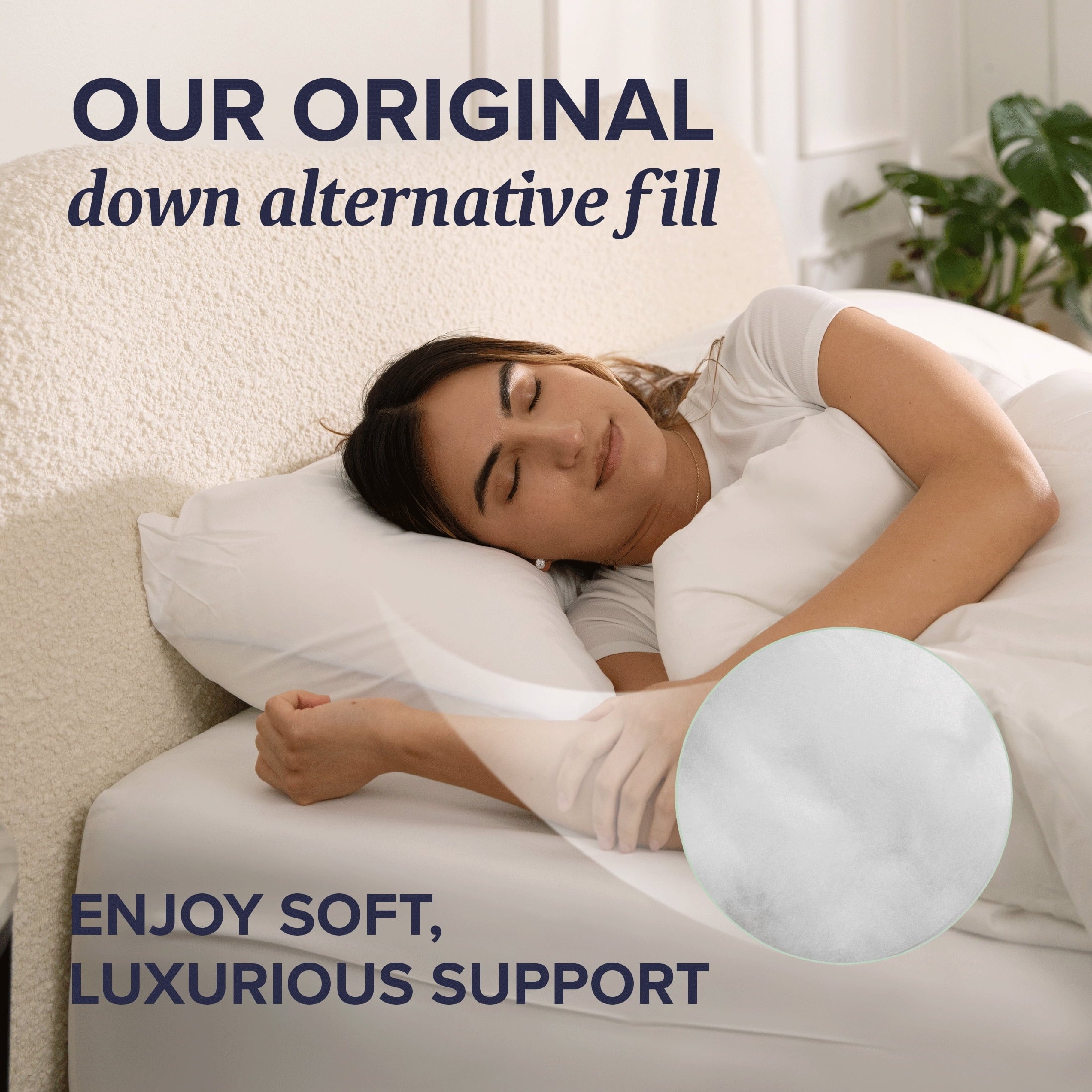 Decorative Plump Customizable Down Alternative Queen Pillow 1 Pack, Adult - Decorative Throw Pillow Cushion for Sofa & Bed Detail