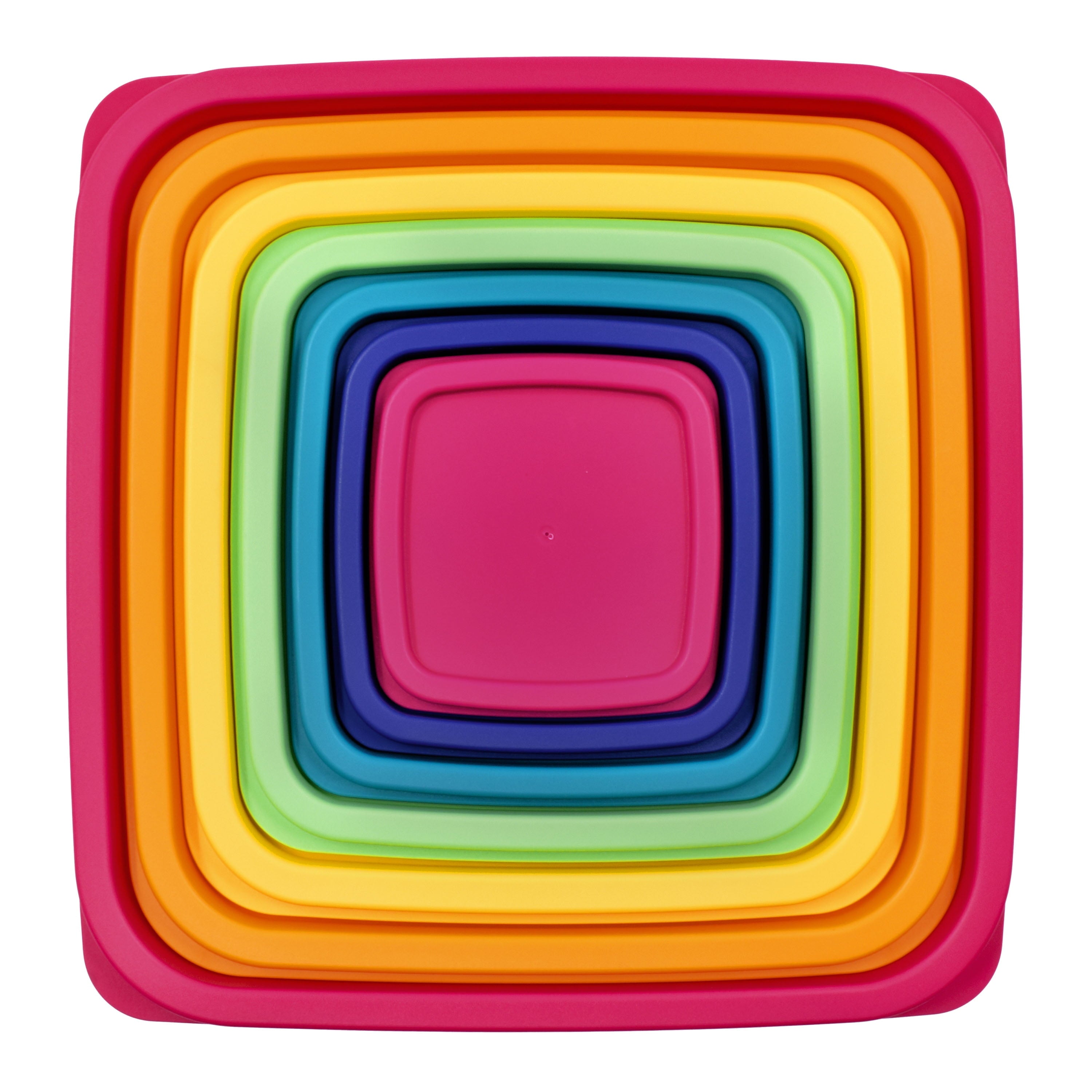 Whimsical Doughnut Plastic Rainbow Food Storage Set, Multi Color, 14 Count, Best Used for Leftover Storage and Reheating - Squishy Dohnut Sweet Treat Shaped Stress Toy Detail