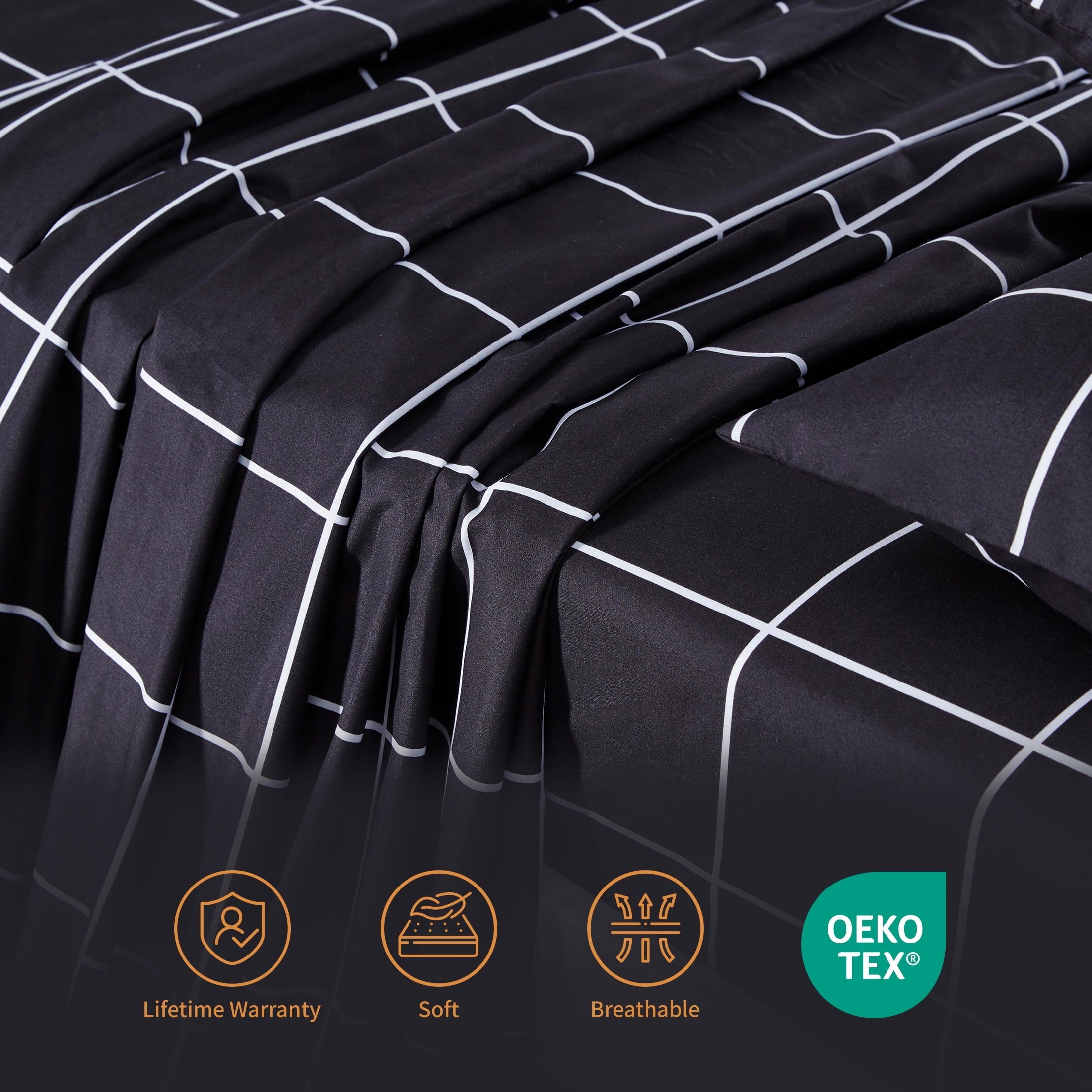 Cooling Sateen Full Bed Sheet Set, 4 Pieces Breathable & Super Soft, Easy Care Printed Microfiber with Deep Pocket & Envelope Closur... - Premium Ultra-Soft Pillowcase Pair for Sleeping Detail