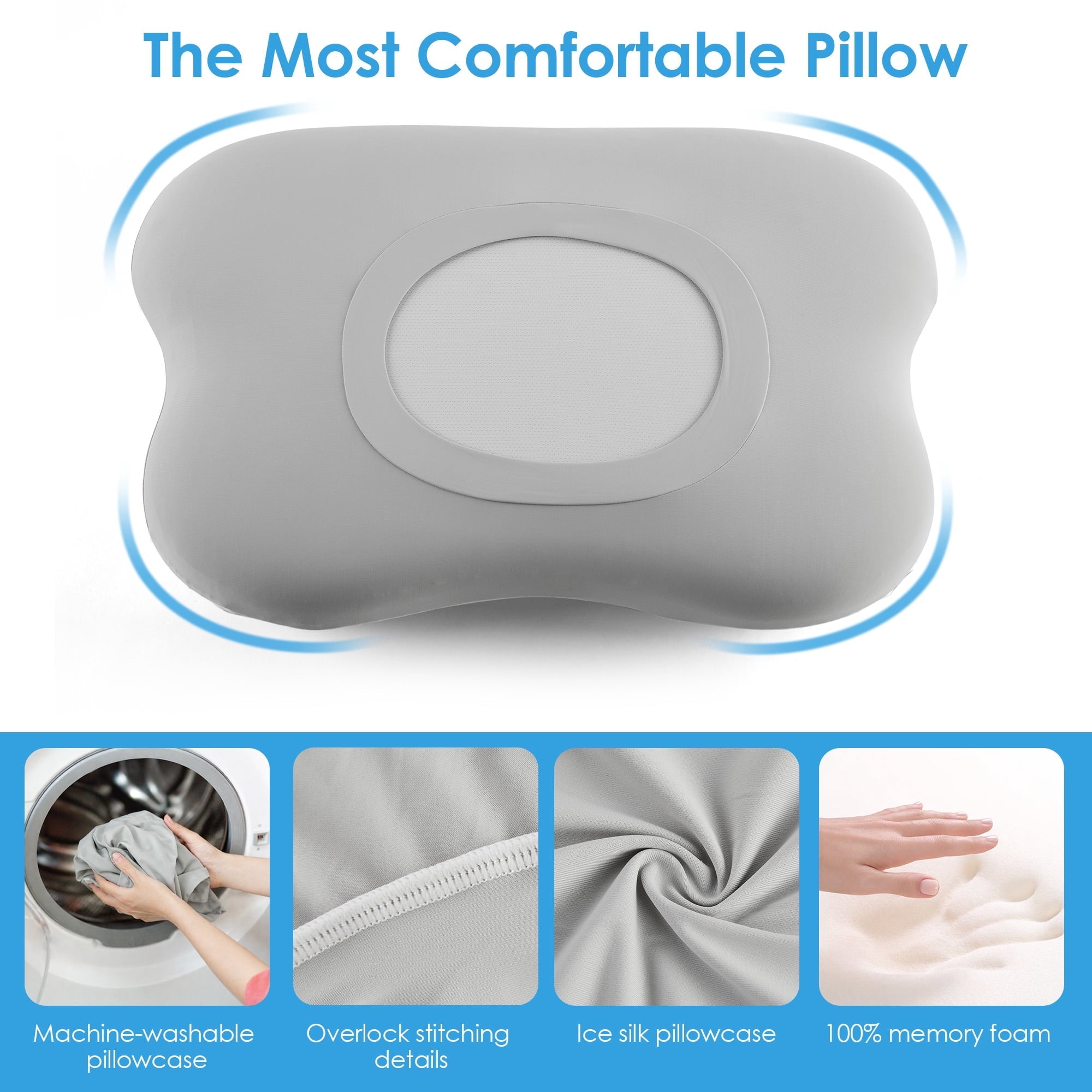 Hotel Collection Cervical Pillow Orthopedic Cervical Pillow for Neck Pain Relief, Memory Foam Bed Pillow with Pillowcase, Contour Bed ... - Hotel Quality Plush Sleeping Pillows Detail