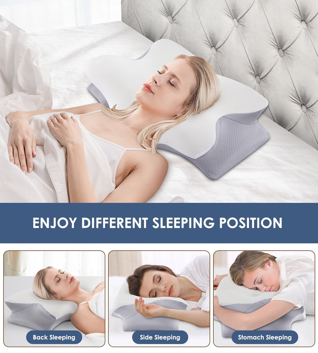 Decorative Plump Cervical Pillow for Neck Pain Relief, Contour Memory Foam Pillows, Odorless Ergonomic Neck Pillow Adjustable Orthoped... - Decorative Throw Pillow Cushion for Sofa & Bed Detail
