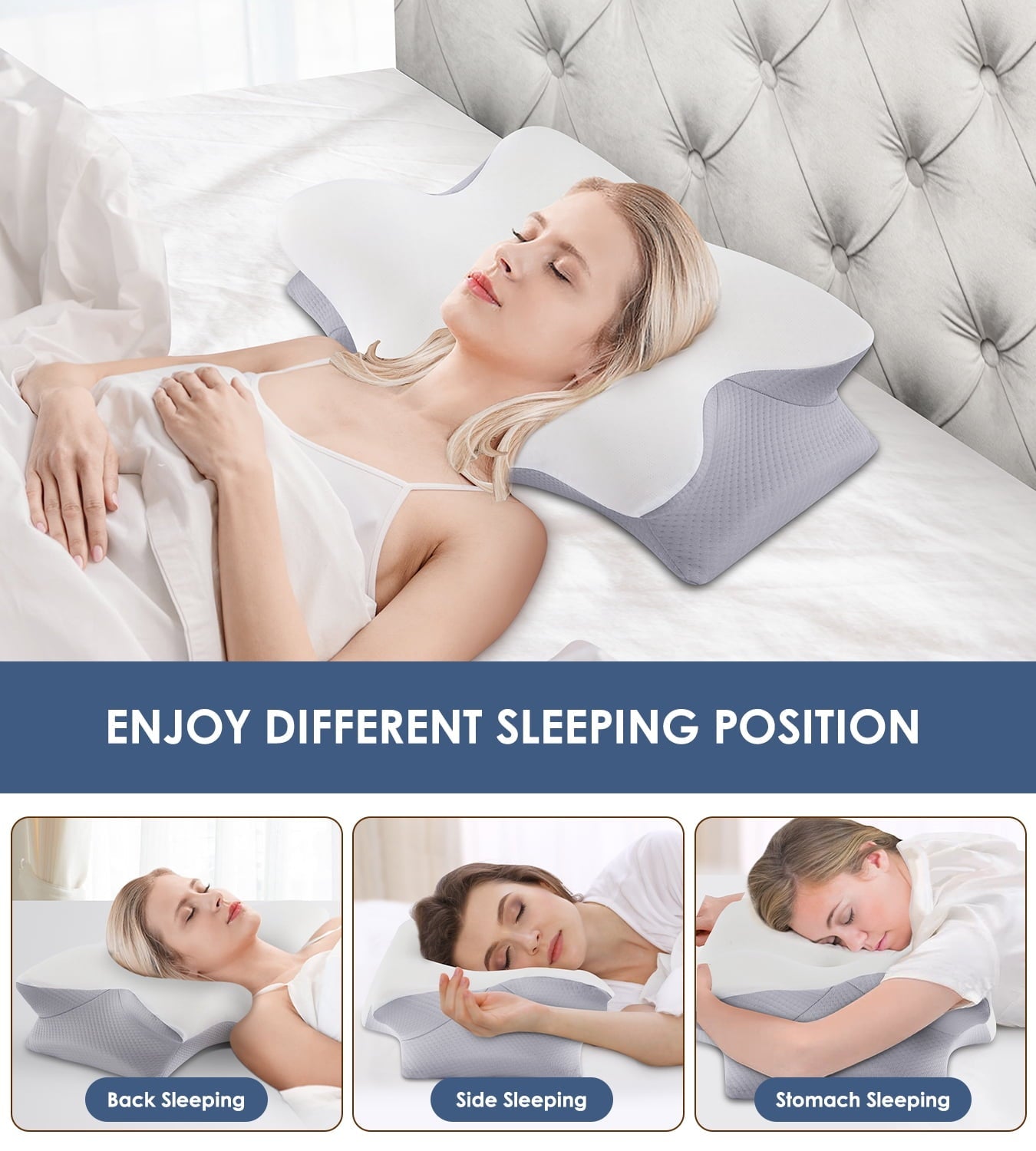 Decorative Plump Cervical Pillow for Neck Pain Relief, Contour Memory Foam Pillows, Odorless Ergonomic Neck Pillow Adjustable Orthoped... - Decorative Throw Pillow Cushion for Sofa & Bed Detail