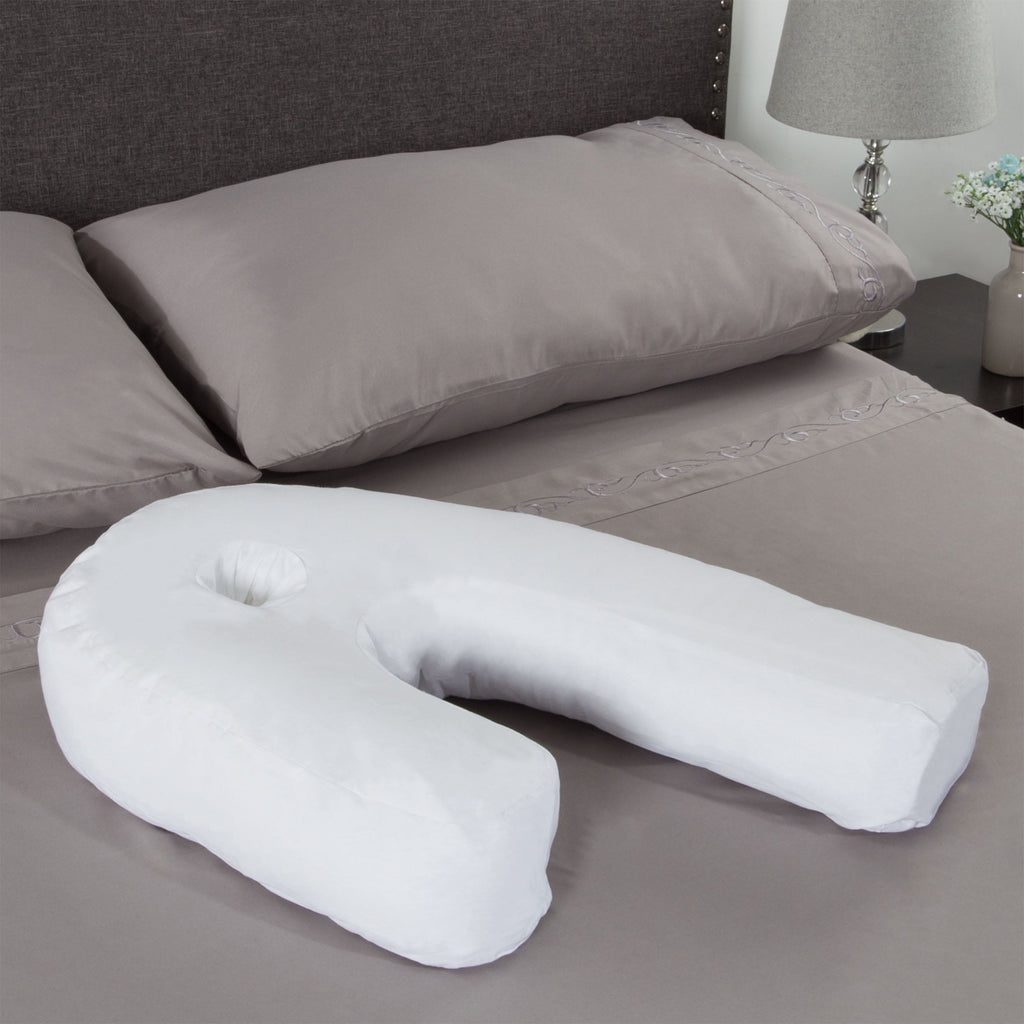 Fluffy Shredded Bluestone Contour Side Sleeper Pillow with Ear Pocket for Pain Relief - Ergonomic Memory Foam Pillow for Neck Pain Support Detail