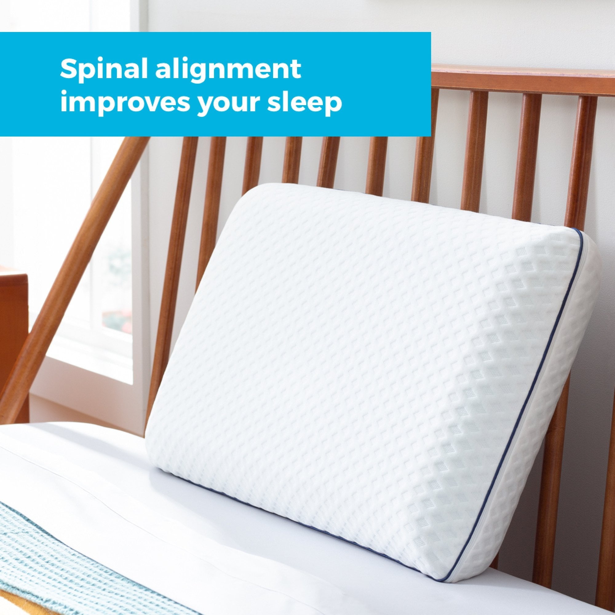 Ergonomic Memory Foam Medium Feel Standard Size Ventilated Gel Memory Foam Bed Pillow with Washable Cover and Temperature Regulating Infusion - Hotel Quality Plush Sleeping Pillows Detail