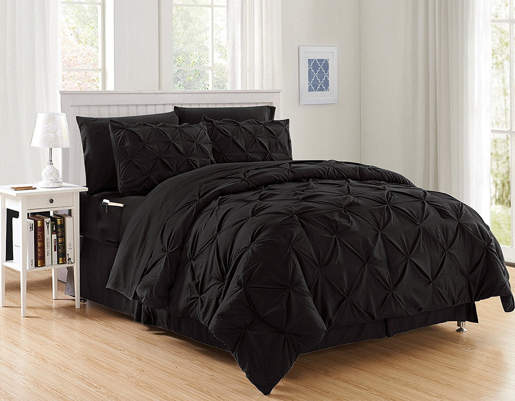 Luxurious Quilted 8 Pieces Prestige Soft and Comfortable Collection Comforter Set, Full/Queen, Black - Hypoallergenic Ultra-Fluffy Quilt for Winter - Default Title