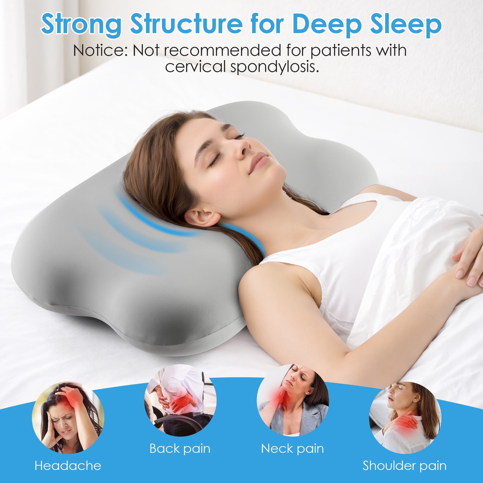 Hotel Collection Cervical Pillow Orthopedic Cervical Pillow for Neck Pain Relief, Memory Foam Bed Pillow with Pillowcase, Contour Bed ... - Hotel Quality Plush Sleeping Pillows Detail