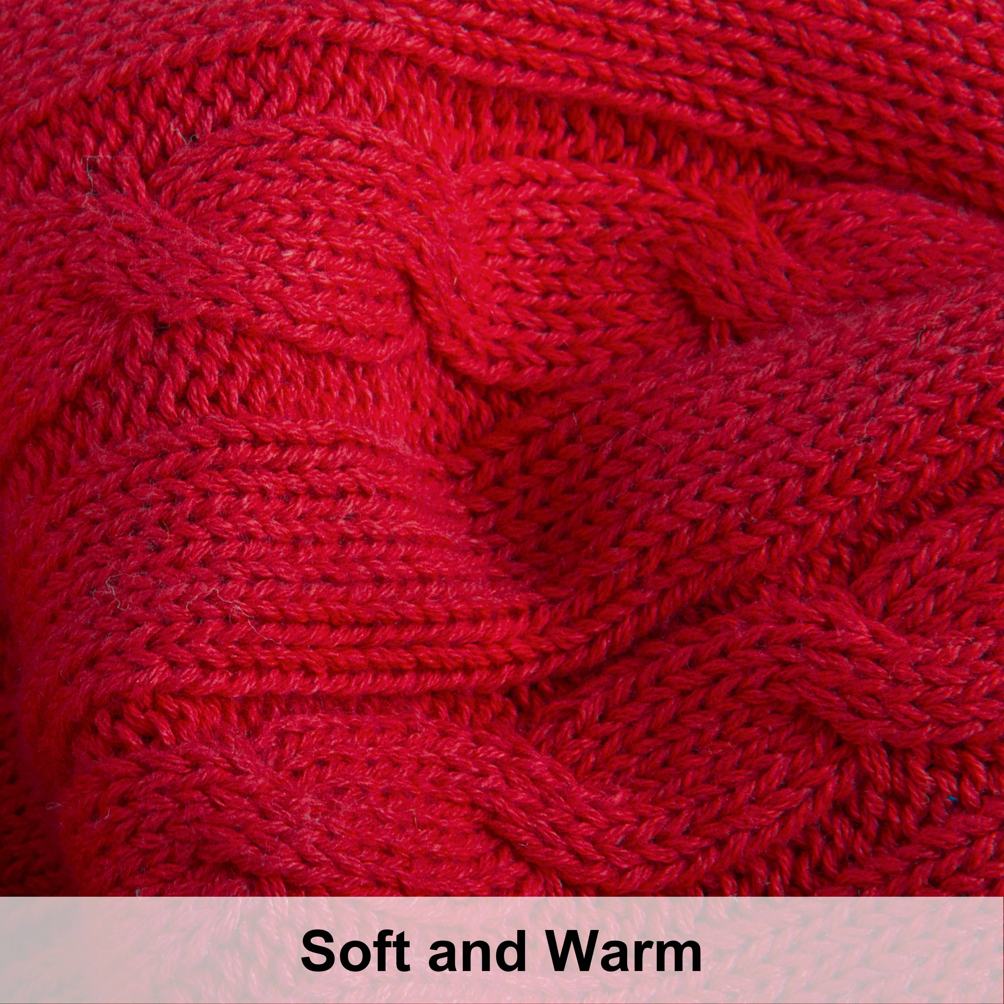 Lightweight Warm 100% Cotton Cable Knit Throw, Super Soft Warm Knitted Blanket Home Decor, 51"x67", Red - Lightweight Plush Warm Blanket for All Seasons Detail