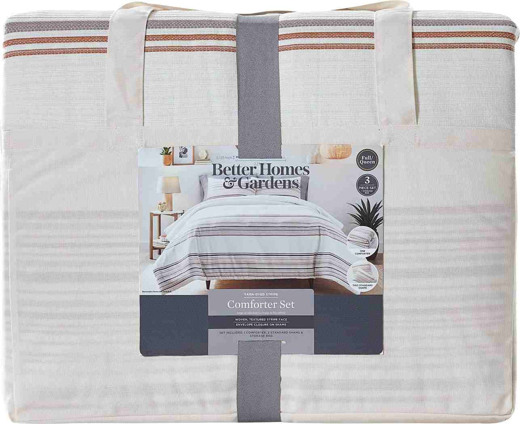 All-Season 3-Piece Red Yarn Dye Stripe Comforter Set, Full/Queen - Cloud-Like Soft Lightweight Bed Comforter Detail