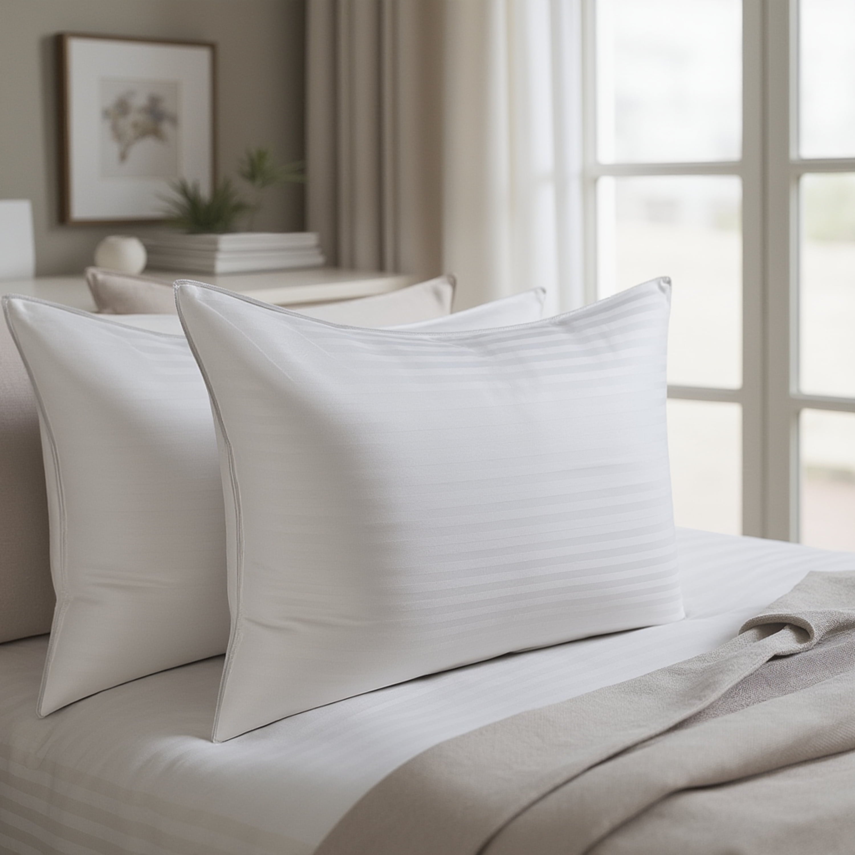 Decorative Plump Down Alternative Pillow, Stanard/Queen Pillows for Bed, Soft Supportive Hotel Quality Pillows - Orthopedic Shredded Foam Bed Pillow Set Detail