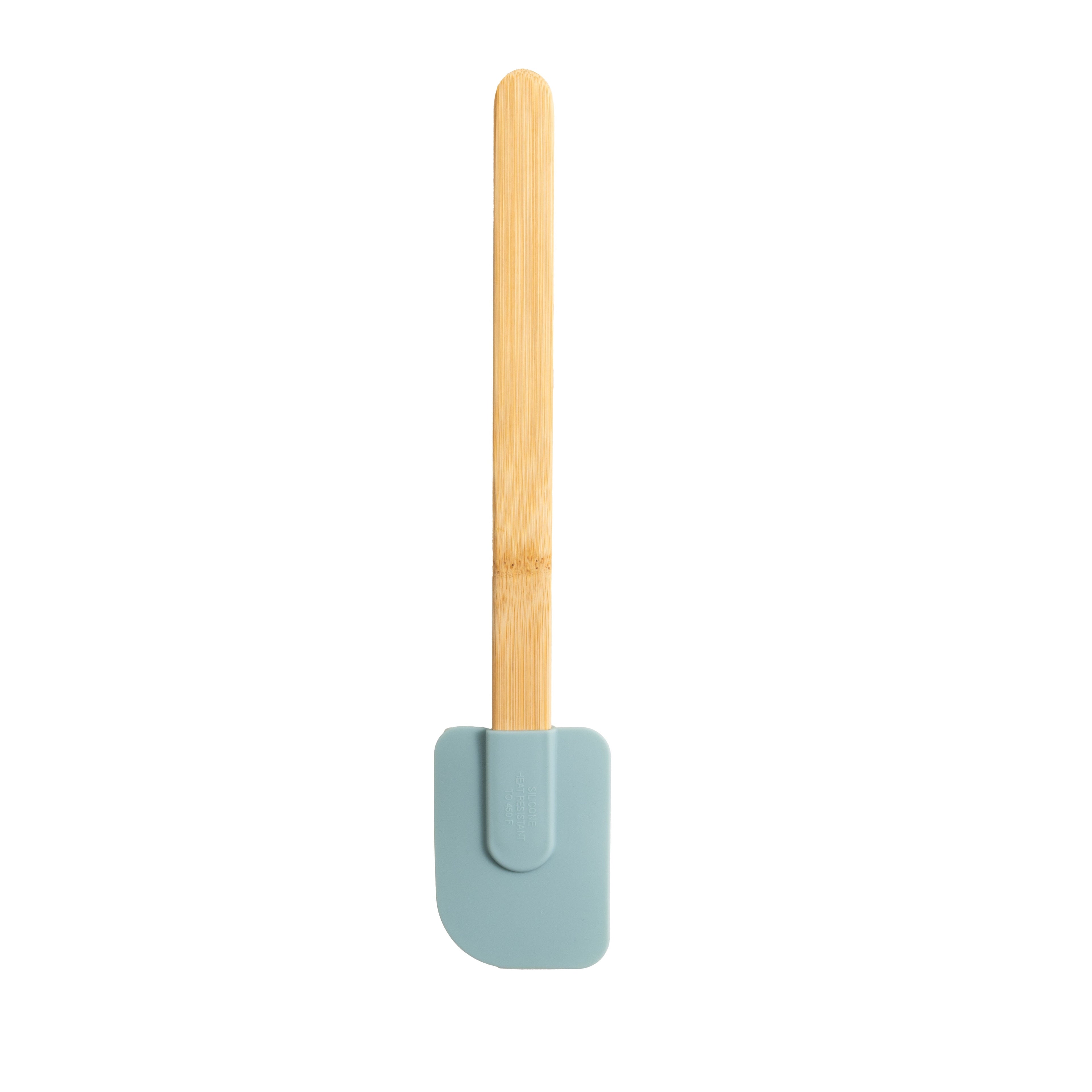 Heat-Resistant Silicone Spatulas Set 4 with Bamboo Handles, Blue - Premium Stainless Steel Cooking Utensil for Non-Stick Pots Detail