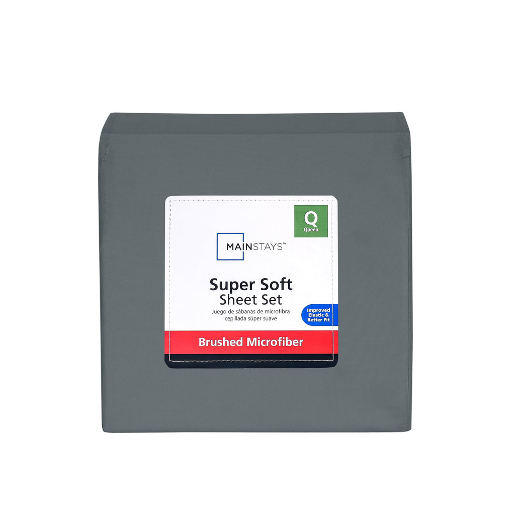 Ultra-Soft Super Soft Brushed Microfiber Bed Sheet Set, Soothing Gray, Queen, 4 Piece - Breathable Egyptian Cotton Flat & Fitted Sheets Detail