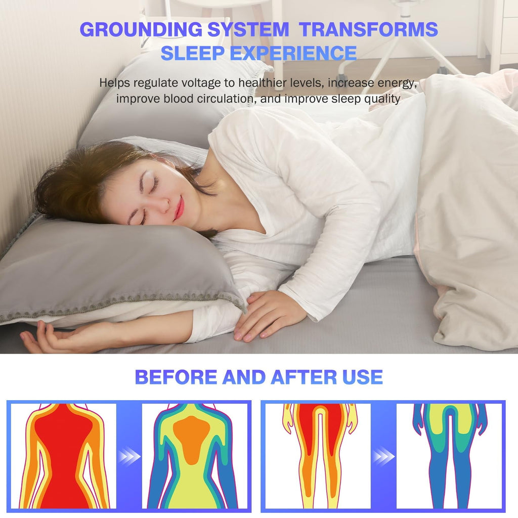 Ultra-Soft Grounding Sheets King Size,Earth Grounded Fitted Bed Sheet 10% Pure Silver Fiber + 90% Organic Cotton, Bed Grounding ... - Cooling Hotel Quality Bedding Sheets and Pillowcases Detail