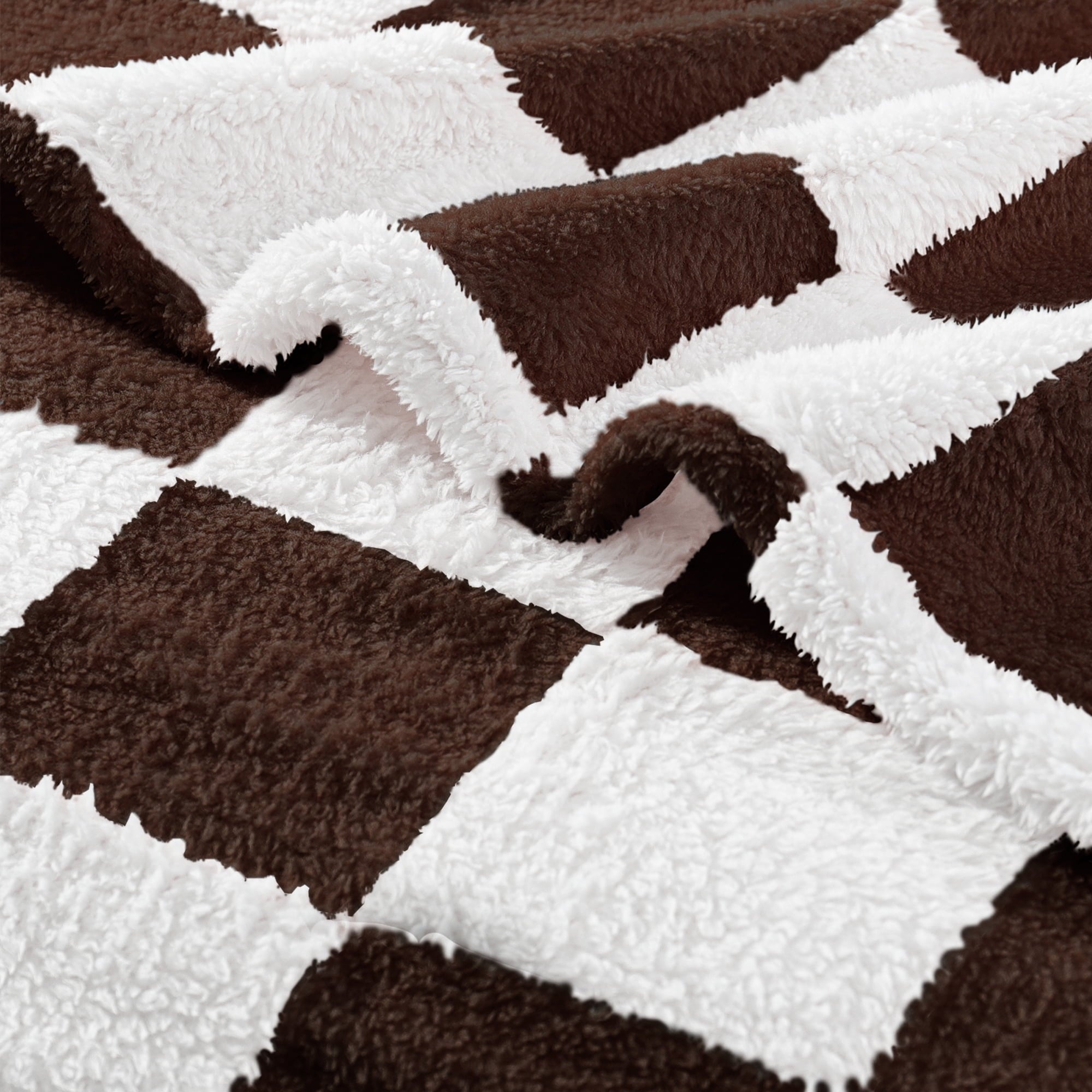 Decorative Knitted Checkered Throw Blanket, Super Soft and Warm Fluffy Fleece Blanket for Couch, Sofa, Bed, Cute Plaid Pattern, Coffee, ... - Lightweight Plush Warm Blanket for All Seasons Detail