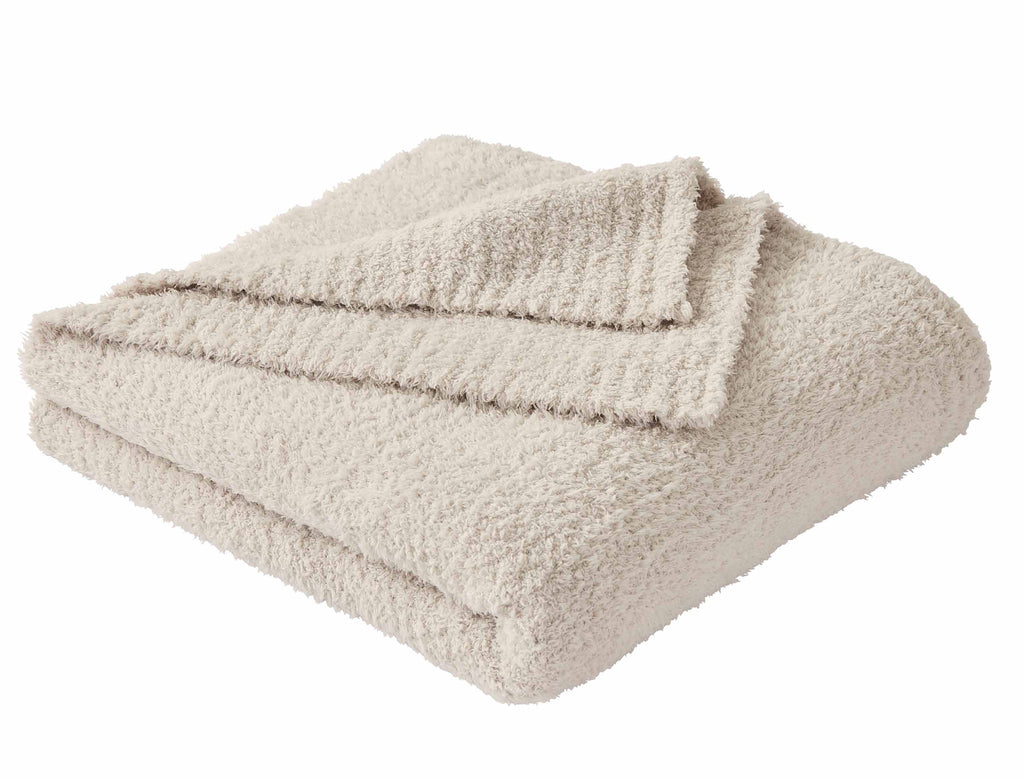 Lightweight Warm Beige Cozy Knit Throw, 50" x 72" - Lightweight Plush Warm Blanket for All Seasons Detail