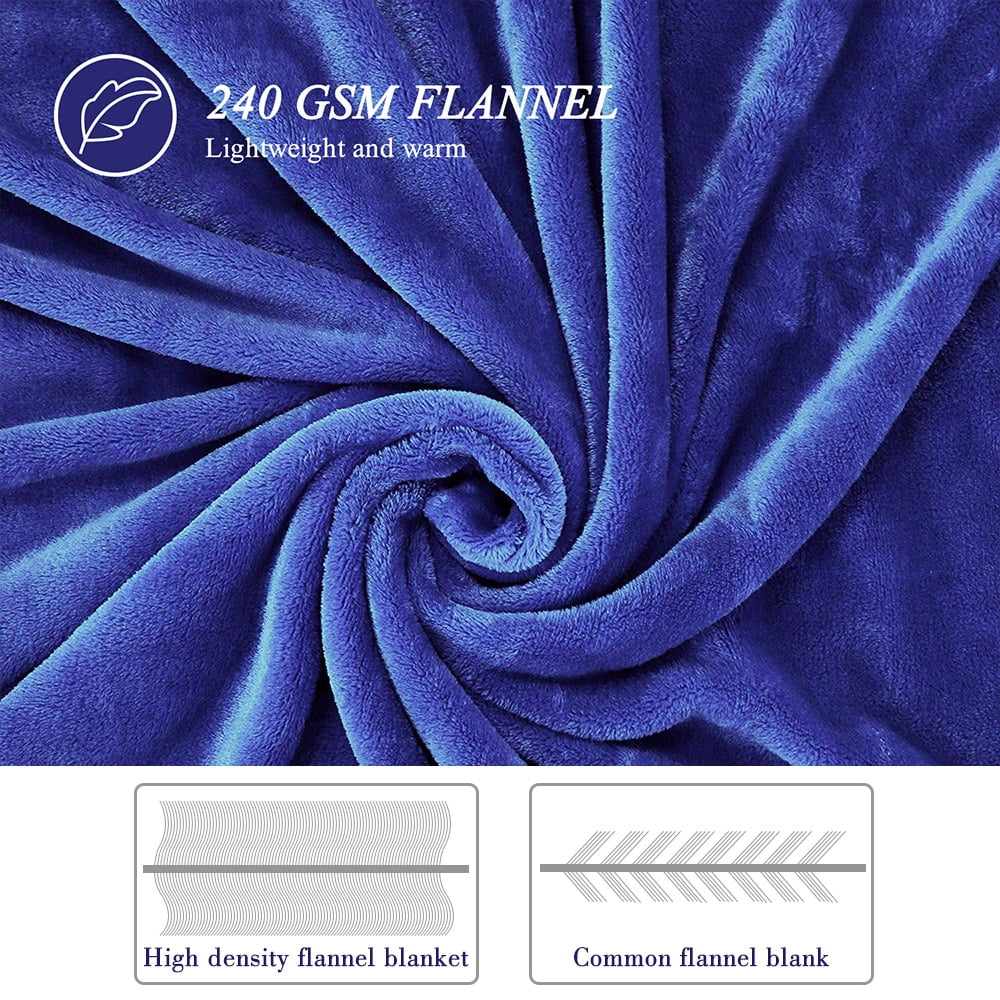 Cozy Fleece Large Navy Fleece Throw Blankets, Throw Size Soft Fuzzy Blanket for Women Men and s, All Season Lightweight Microfibe... - Super Soft Reversible Sherpa Flannel Blanket Detail
