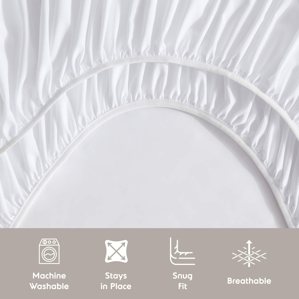 Breathable Luxury Set, Hotel Style Deep Pocket 4 Piece Bed , Luxury Soft Microfiber Sheet Sets, White - Cooling Hotel Quality Bedding Sheets and Pillowcases Detail