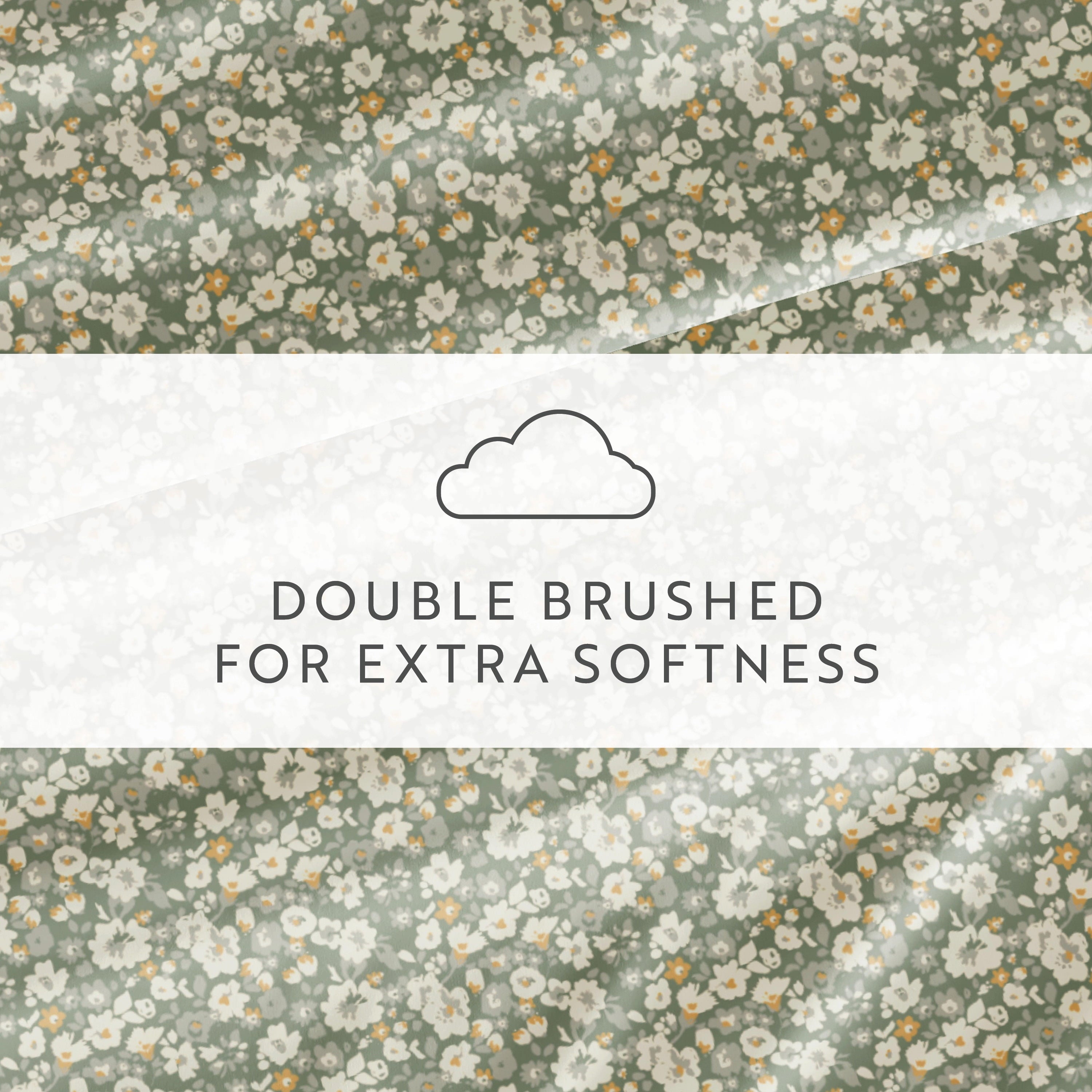 Premium Egyptian Cotton 4 Piece Pattern Microfiber Bed Sheets Set, Floral Dream Eucalyptus, Twin - Cooling Hotel Quality Bedding Sheets and Pillowcases Detail