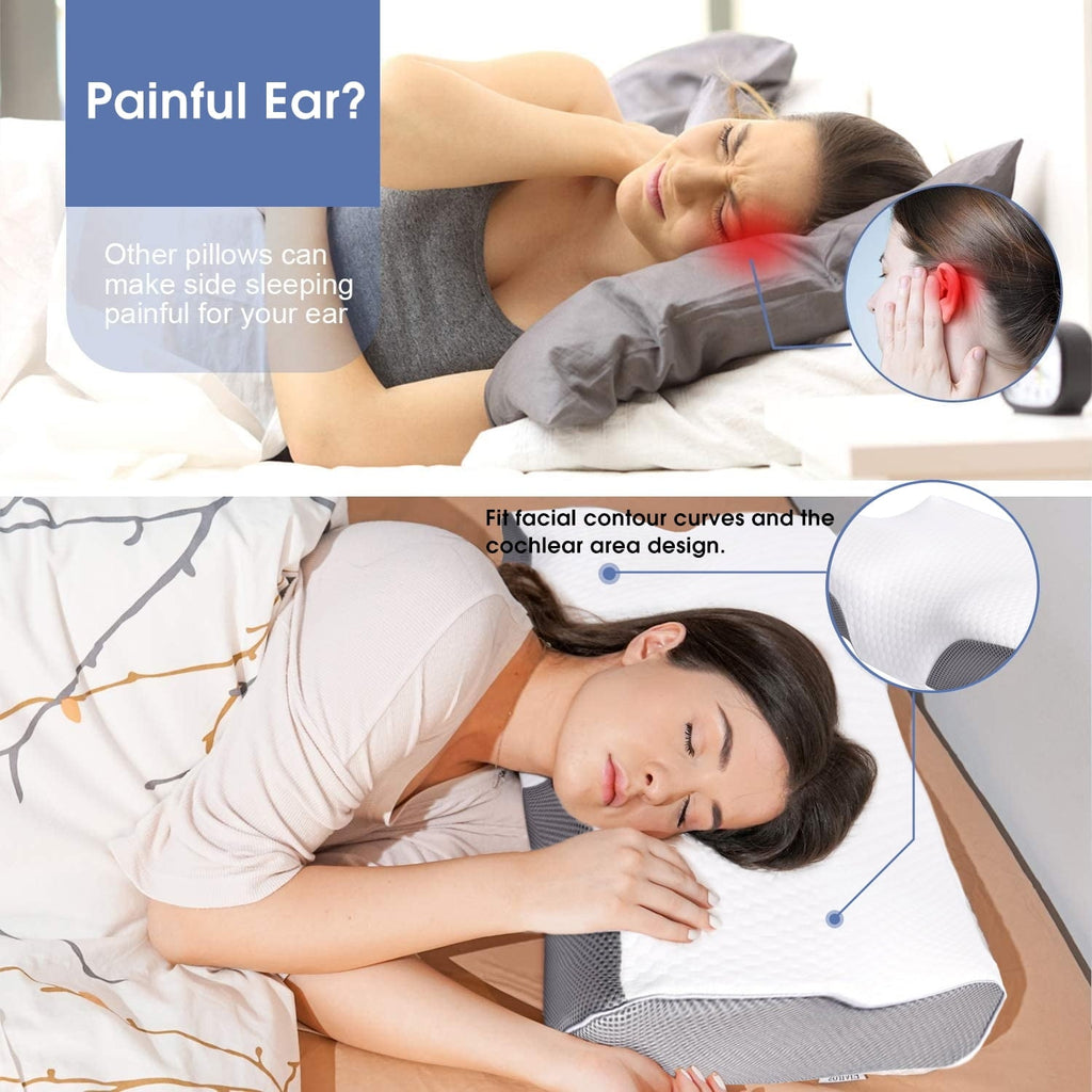Fluffy Shredded Cervical Neck Pillow for Neck Pain Relief, Ergonomic Memory Foam Pillow Bed Pillows for Body Side Back Stomach Sleepi... - Orthopedic Shredded Foam Bed Pillow Set Detail