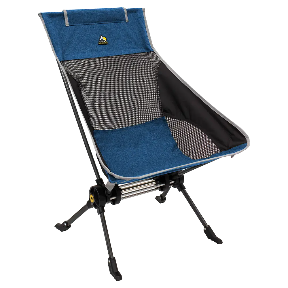 Luxury Camp ComPack Rocker - Choice 980 - RoadTrip Rocker Smooth Motion Camp Chair - Heathered Royal