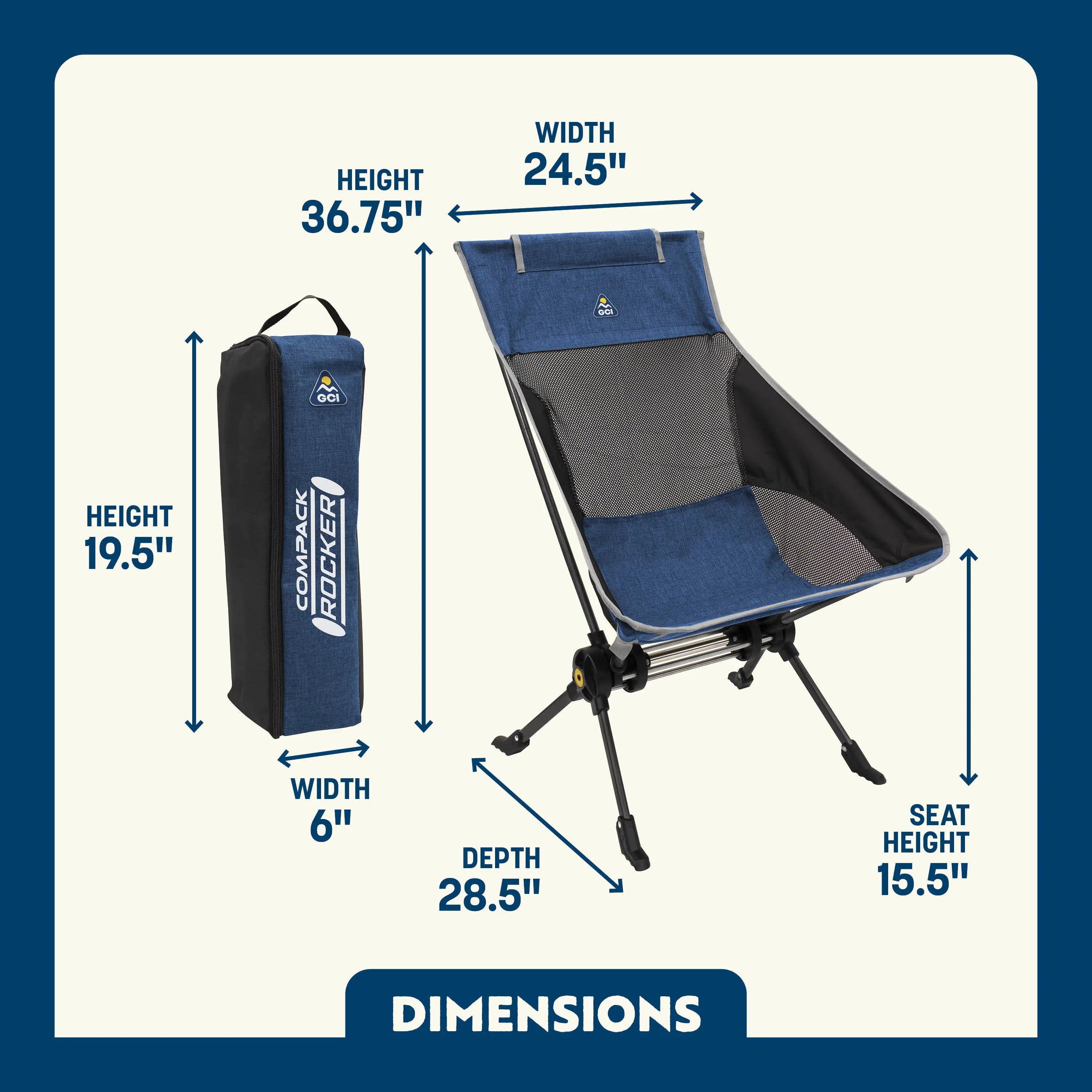 Luxury Camp ComPack Rocker - Choice 980 - RoadTrip Rocker Smooth Motion Camp Chair Detail