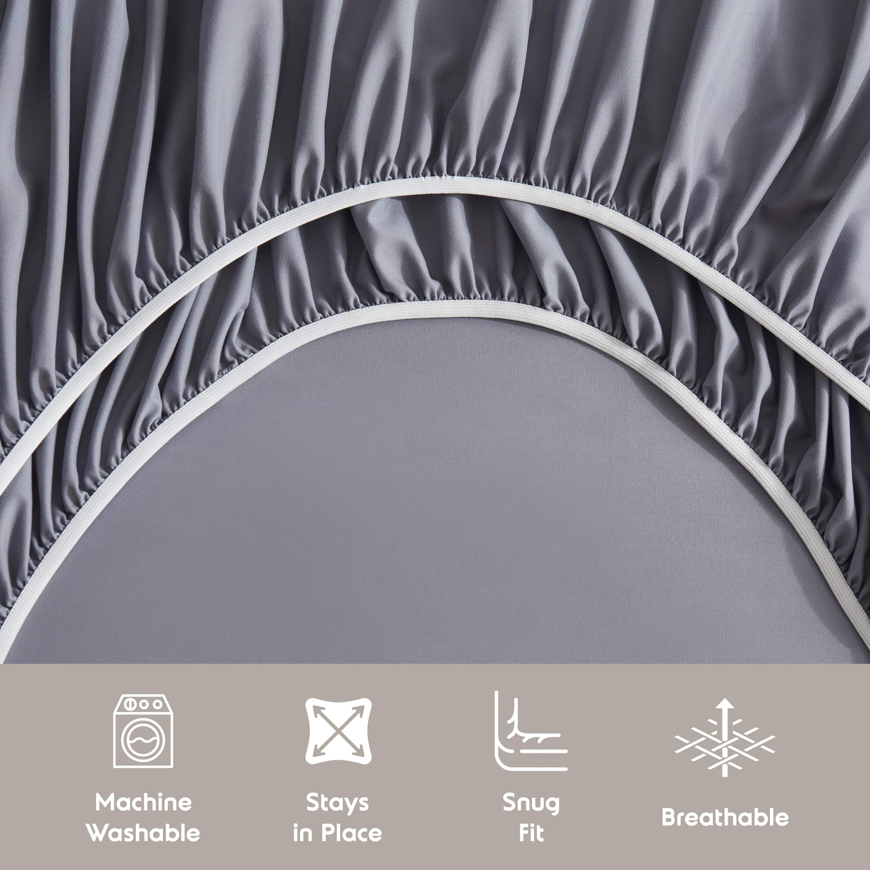 Breathable Luxury Queen Sheets Set, 1800 Series Extra Deep Pocket Sheets Queen Soft Microfiber Bed Sheets, 4 Piece Queen Sheet sets - Luxury Bed Sheet Set with Deep Pockets Detail