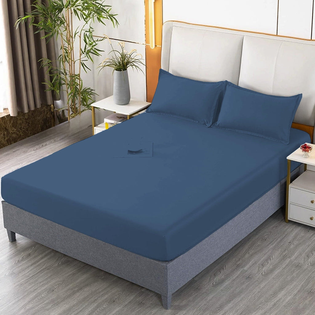 Cooling Sateen Egyptian Cotton Fitted Sheet Queen Size - 400 Thread Count Queen Size Fitted Sheet Only, Extra Soft, Cooling, 15" Dee... - Breathable Egyptian Cotton Flat & Fitted Sheets Detail