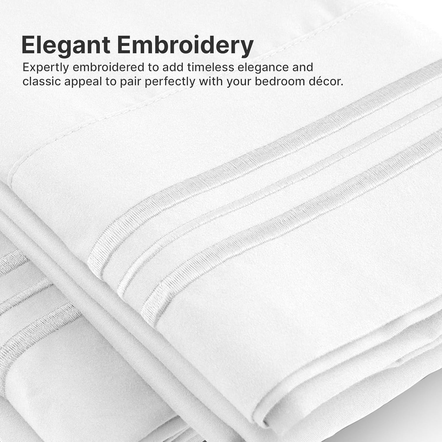 Cooling Sateen 6-Piece Extra Deep Pocket Sheet Set With Extra Matching Pillowcases - King Size Bed Sheets Fits 18"-24" Ma... - Cooling Hotel Quality Bedding Sheets and Pillowcases Detail