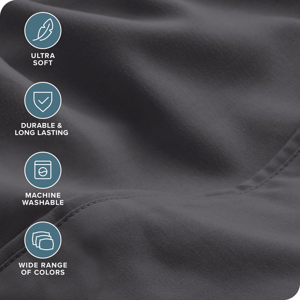 Ultra-Soft Luxury Bed Sheet Set- 6 Piece - Queen, Gray - Cooling Hotel Quality Bedding Sheets and Pillowcases Detail