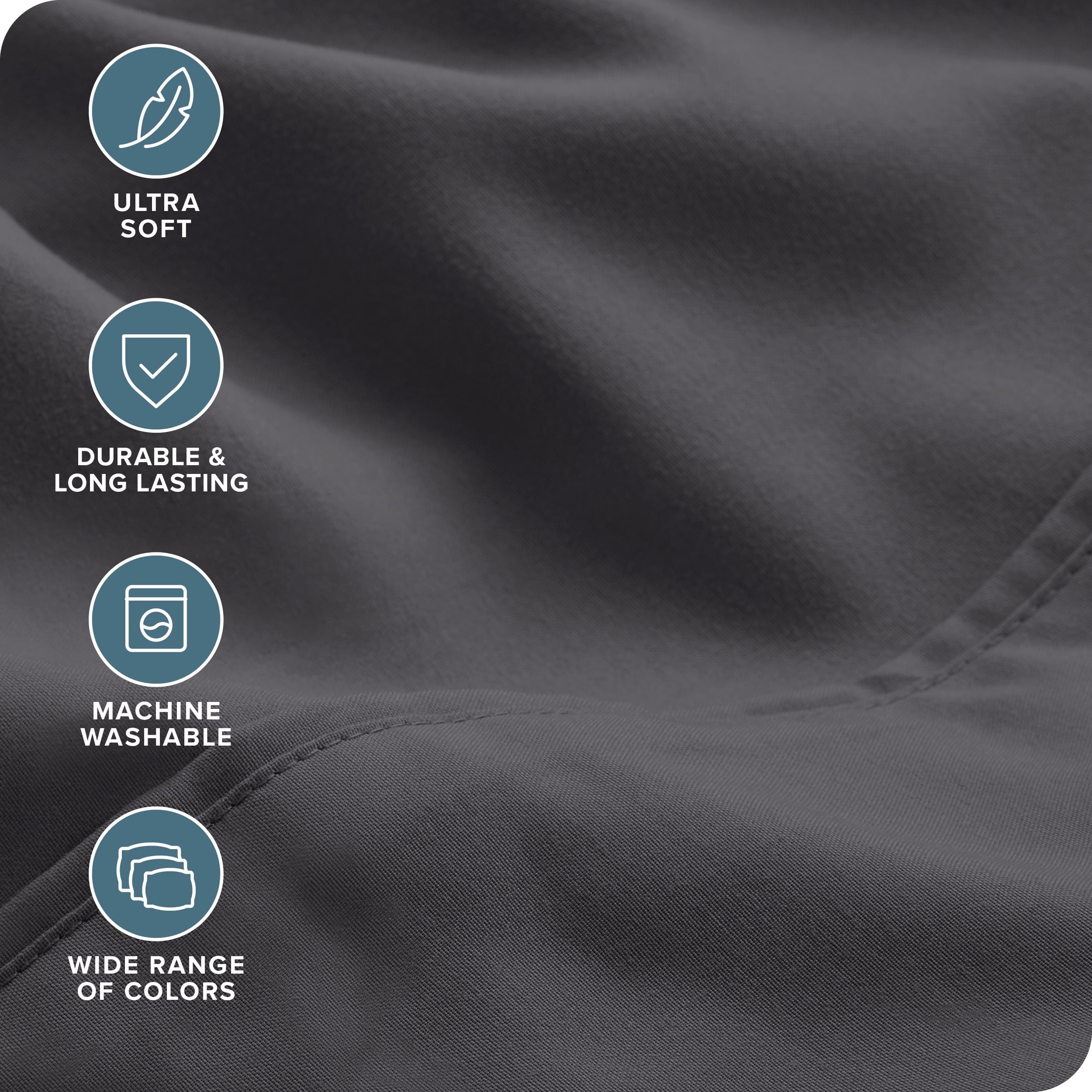Ultra-Soft Luxury Bed Sheet Set- 6 Piece - Queen, Gray - Cooling Hotel Quality Bedding Sheets and Pillowcases Detail