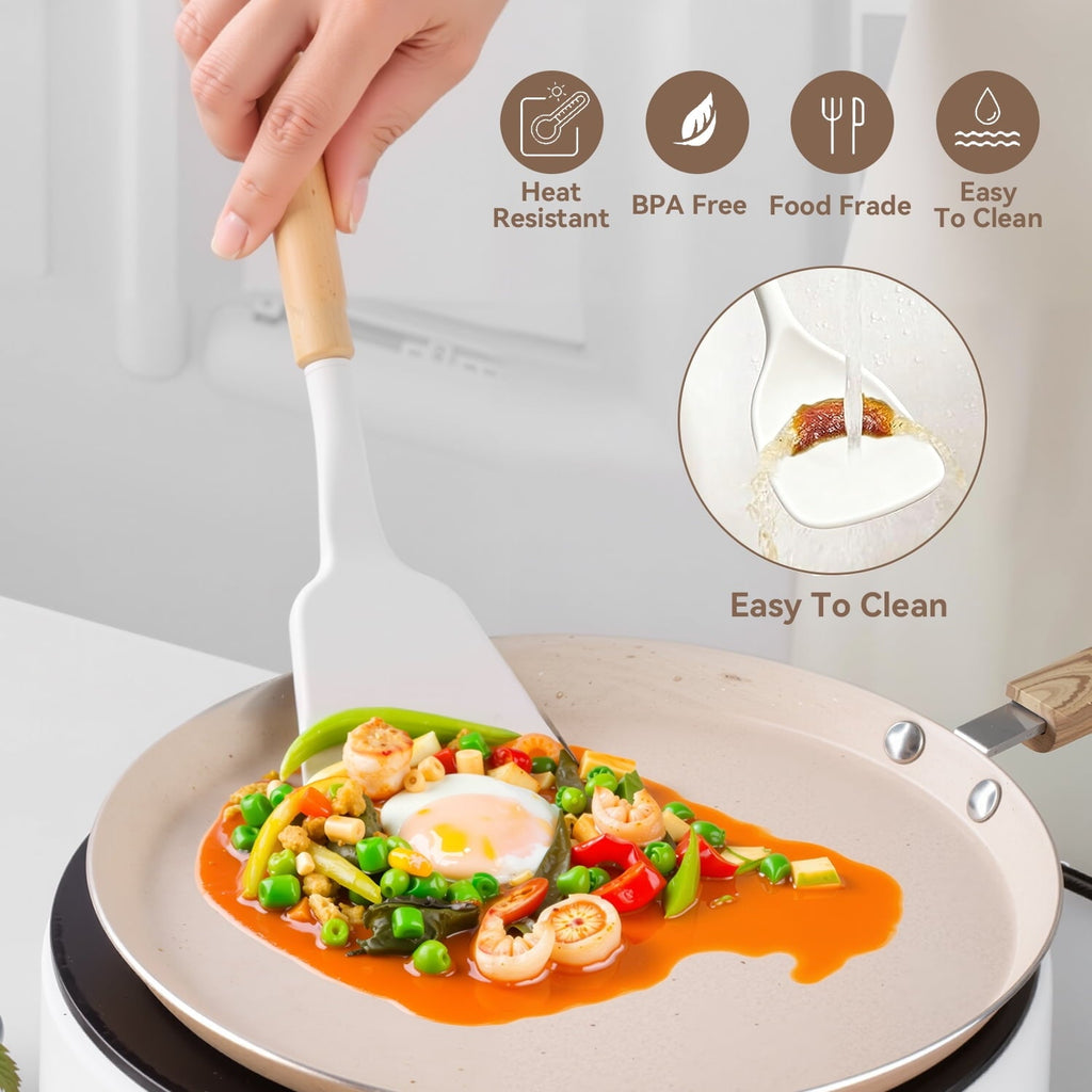 Professional Grade Kitchen Utensils Set for Cooking, 11 Cooking Utensils, 6 Knife set Beige,3 Utensil Sets,utensilios de cocina - High-Precision Culinary Tool for Baking & Cooking Detail