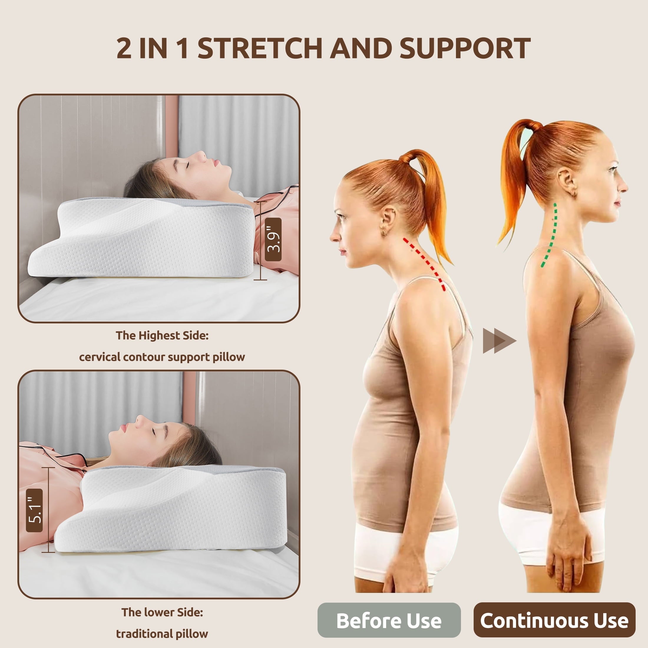 Fluffy Shredded Memory Foam Pillow for Neck Pain Relief Cervical Sleepers Standard/Queen Gray - Ergonomic Memory Foam Pillow for Neck Pain Support Detail