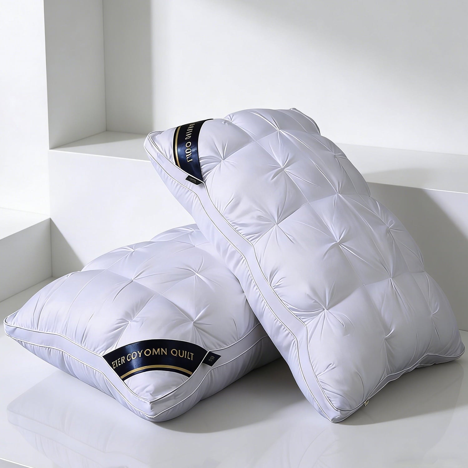 Decorative Plump 2-Pack White Twisted Bed Pillows (20" x 16.5") - Soft Plush Down Alternative, Breathable and Hypoallergenic, Standard... - Hotel Quality Plush Sleeping Pillows Detail