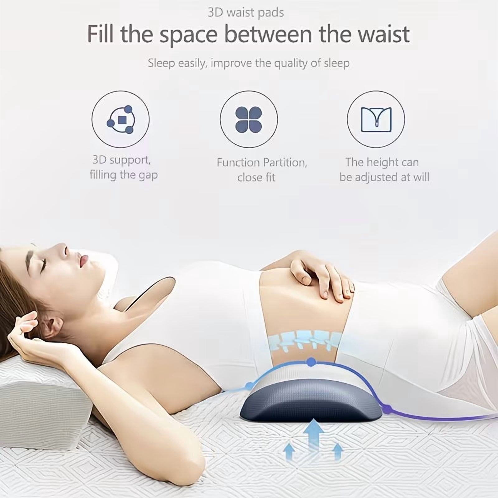 Hotel Collection Lumbar Support Pillow for Bed, Memory Foam Ergonomic Lower Back Support Waist Pillow for Side Back and Stomach Sleepe... - Hotel Quality Plush Sleeping Pillows Detail