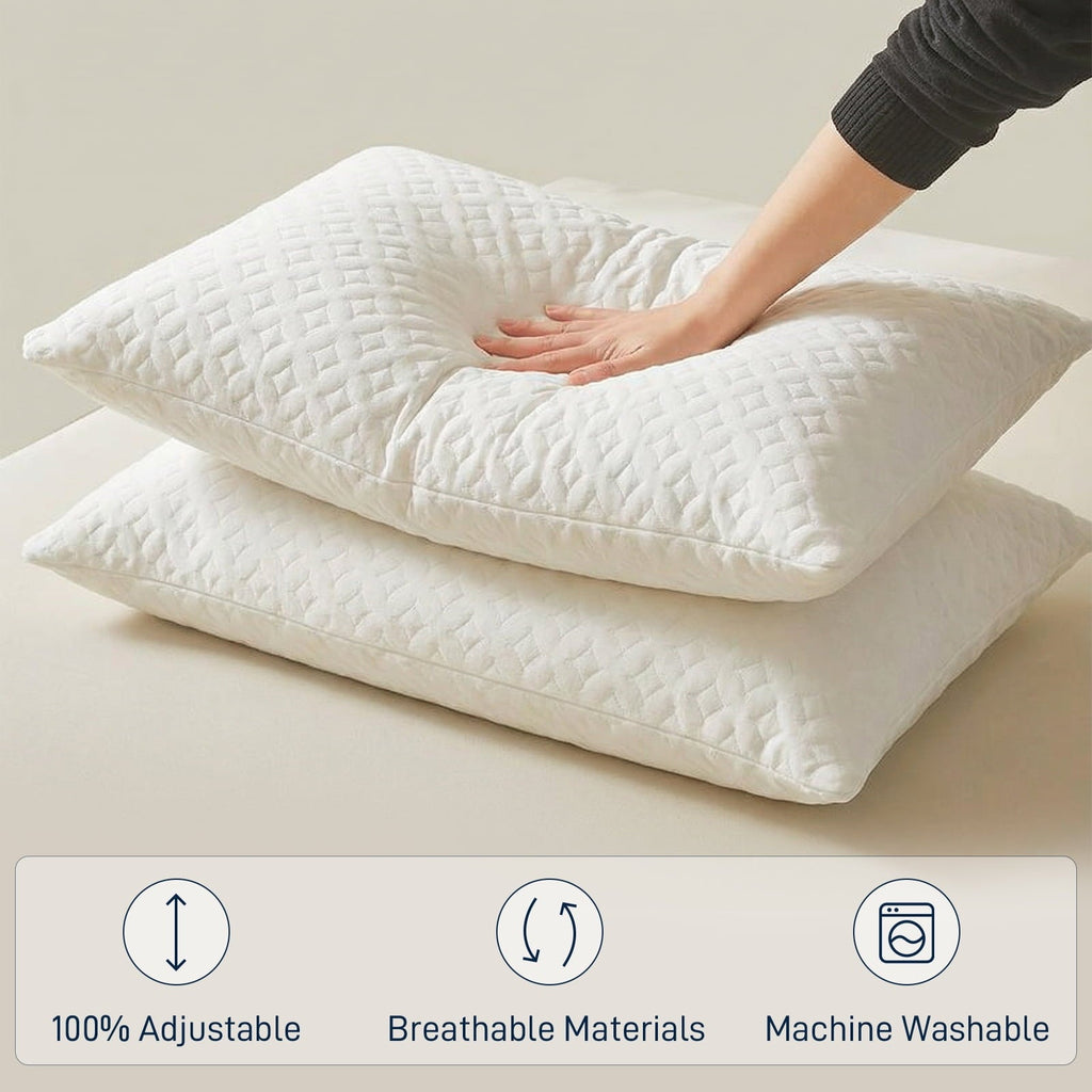 Hotel Collection Bed Pillows Cross Cut Memory Foam For Sleeping,Queen Size Bedding Pillow(White), Original Pillow for Sleeping，Adjusta... - Decorative Throw Pillow Cushion for Sofa & Bed Detail
