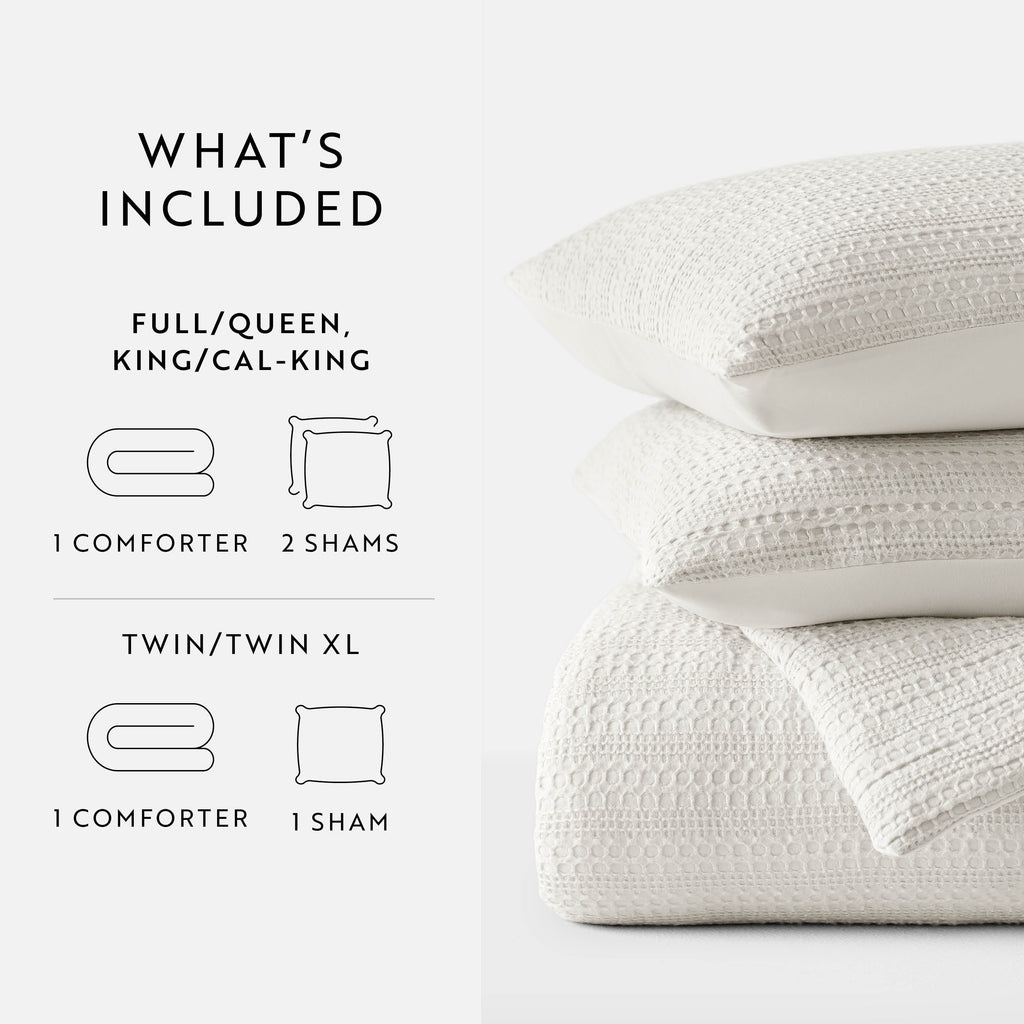 All-Season Textured Waffle Comforter Set ins Natural Waffle Comforter Bedding Sets, King/Cal King Size Bedding - Hypoallergenic Ultra-Fluffy Quilt for Winter Detail