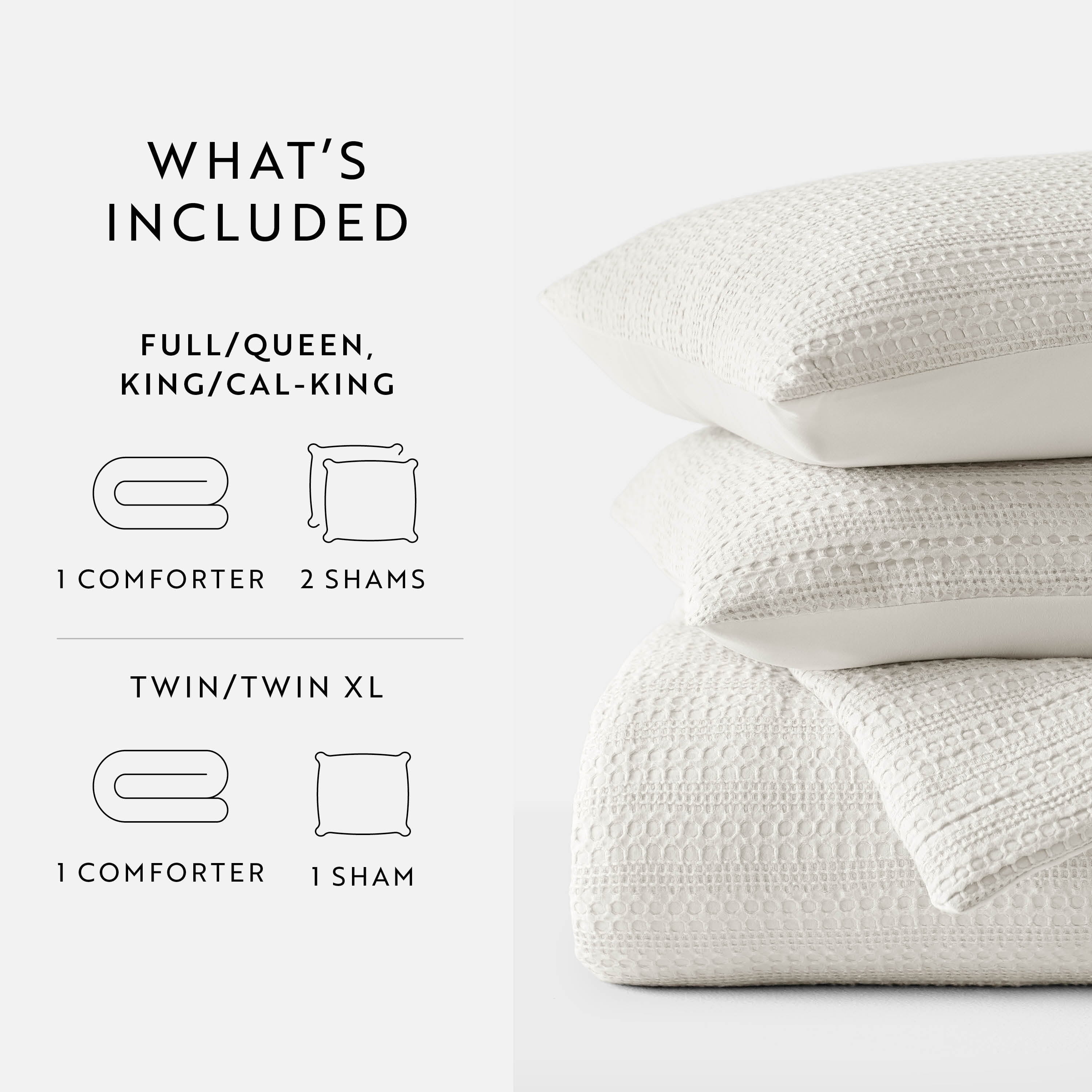 All-Season Textured Waffle Comforter Set ins Natural Waffle Comforter Bedding Sets, King/Cal King Size Bedding - Hypoallergenic Ultra-Fluffy Quilt for Winter Detail